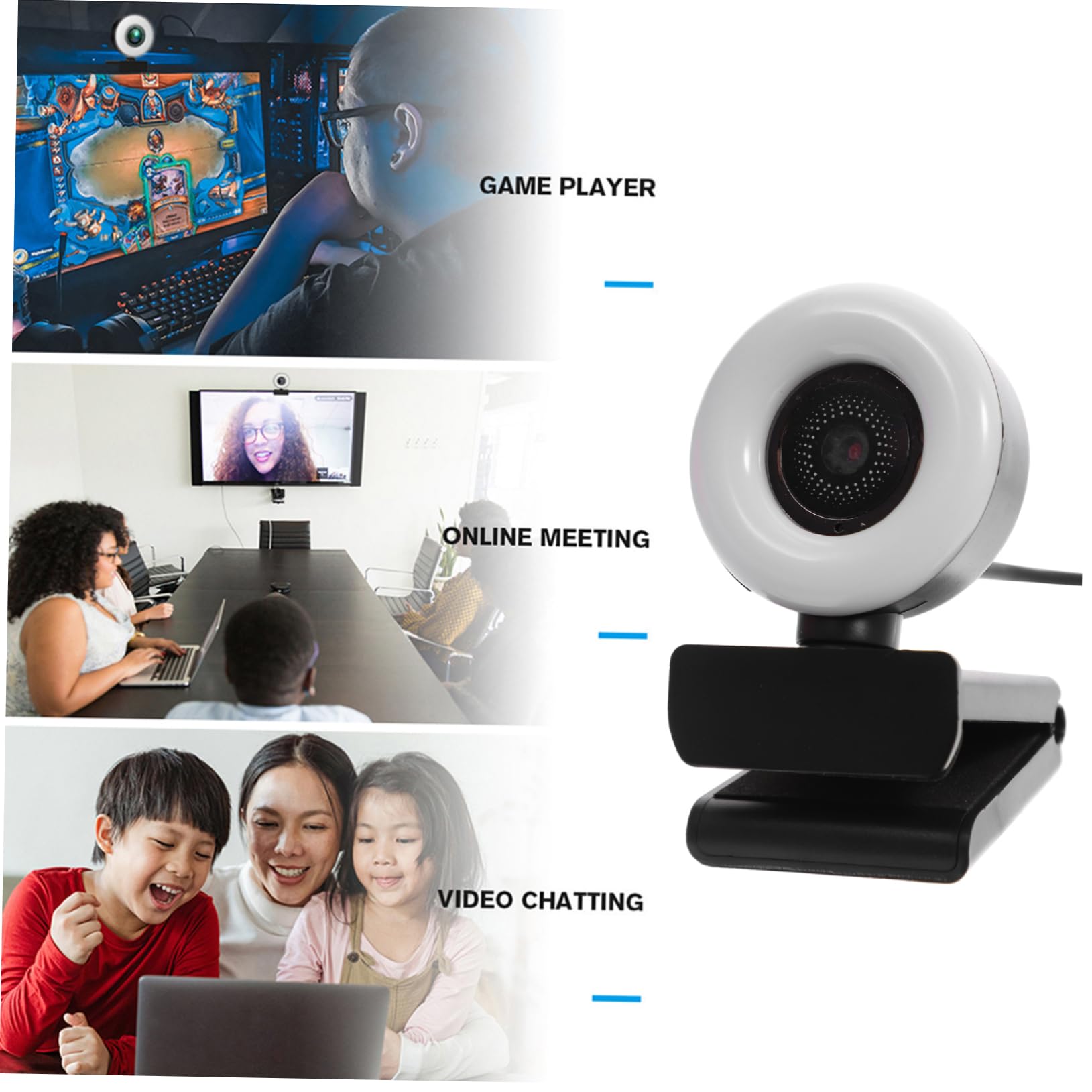 Gadpiparty 1080P HD Webcam with Built-in Microphone & LED Light - USB Computer Camera for Video Conferencing, Live Streaming, Online Classes, and Gaming