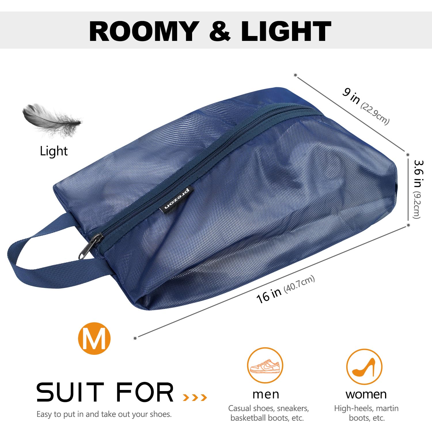 Waterproof Travel Shoe Bags with YKK Zipper - Durable TPU Mesh Shoe Storage Organizer for Men & Women - Perfect for Gym, Vacation & Home Closet Organization