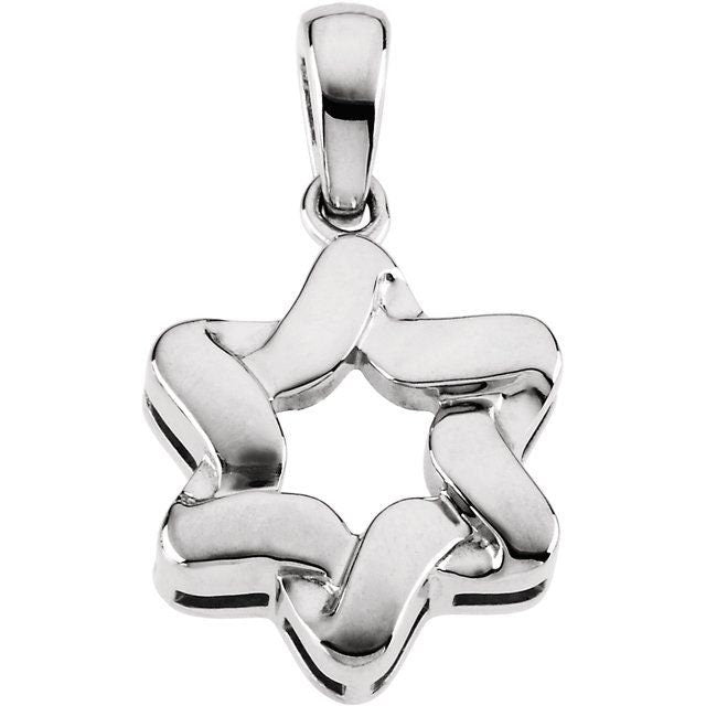 14K Solid Gold Star of David Pendant - 23x17.5mm Sterling Silver Jewish Necklace Charm - Perfect for Hanukkah Gifts, Bar Mitzvah Celebrations & Religious Jewelry Collection