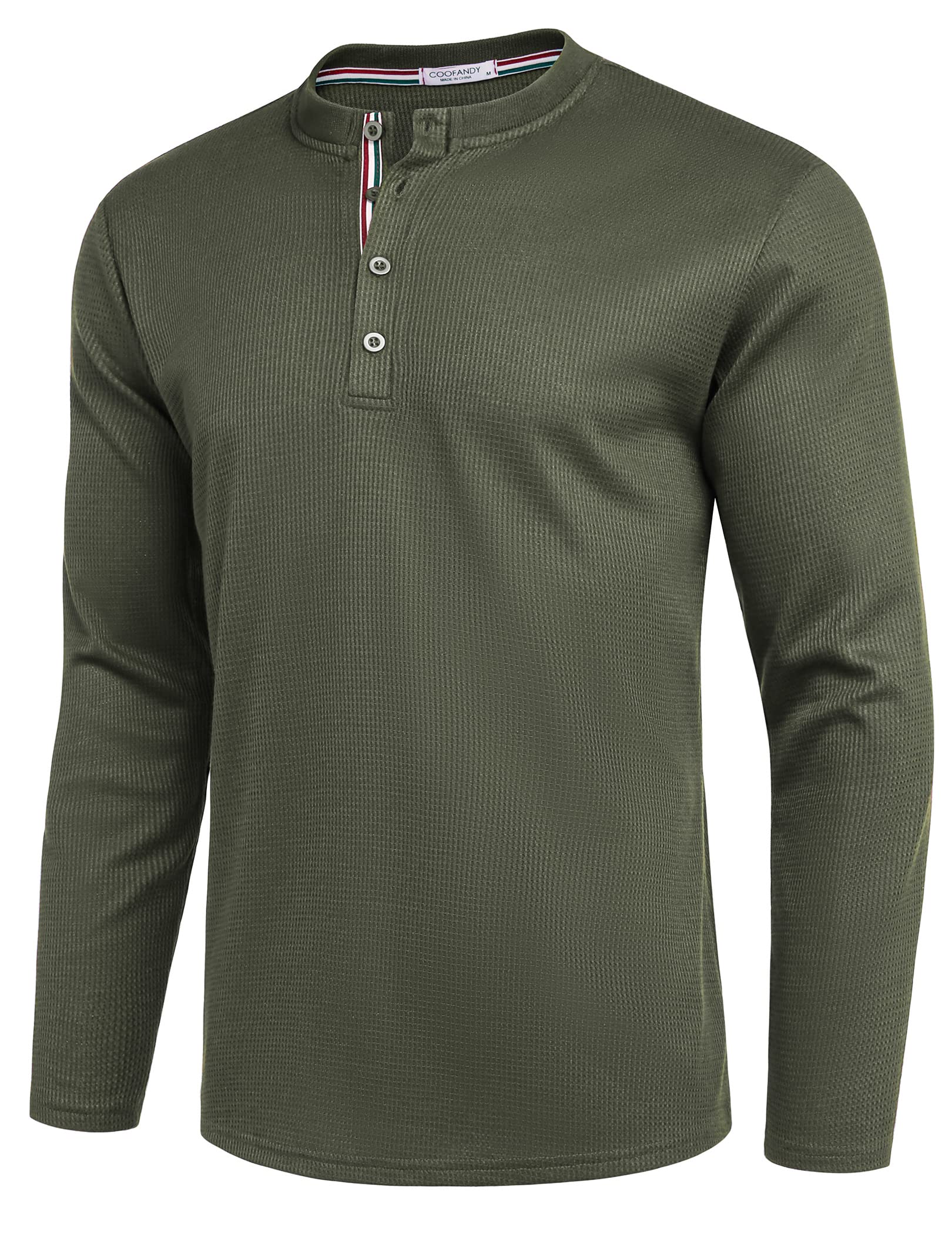 COOFANDY Men's Slim Fit Long Sleeve Waffle Henley Shirt - Lightweight Casual Button Down Top for Fall & Winter | Perfect for Dating, Office & Outdoor Activities