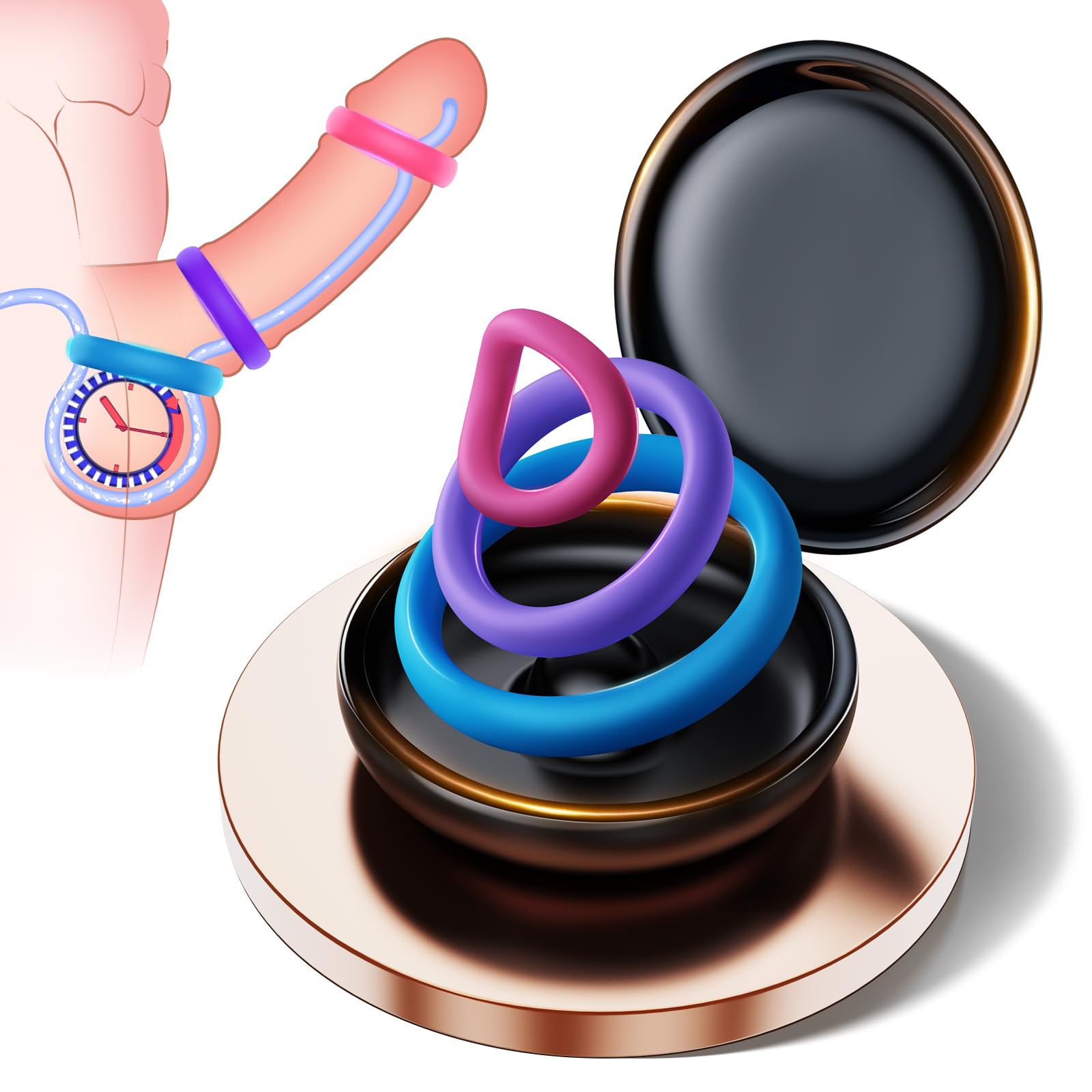 Premium Silicone Penis Ring Set - 3 Multi-Colored Cock Rings for Enhanced Erection & Longer Lasting Pleasure | Adult Sex Toys for Men & Couples | Perfect for Spicing Up Intimate Moments & Couples Play
