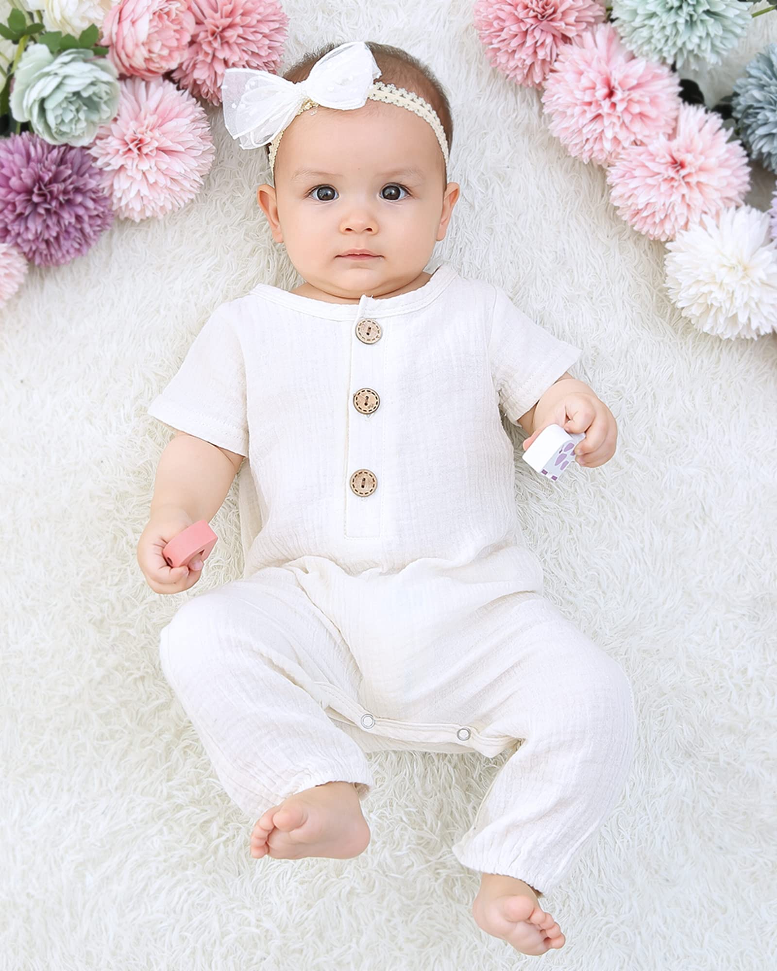 Adorable Newborn Baby Girl Summer Outfits - Short Sleeve Romper Jumpsuit & Bodysuit Set | Soft Cotton Infant Clothes for 0-3 Months | Perfect for Photo Shoots, Playdates & Outdoor Activities
