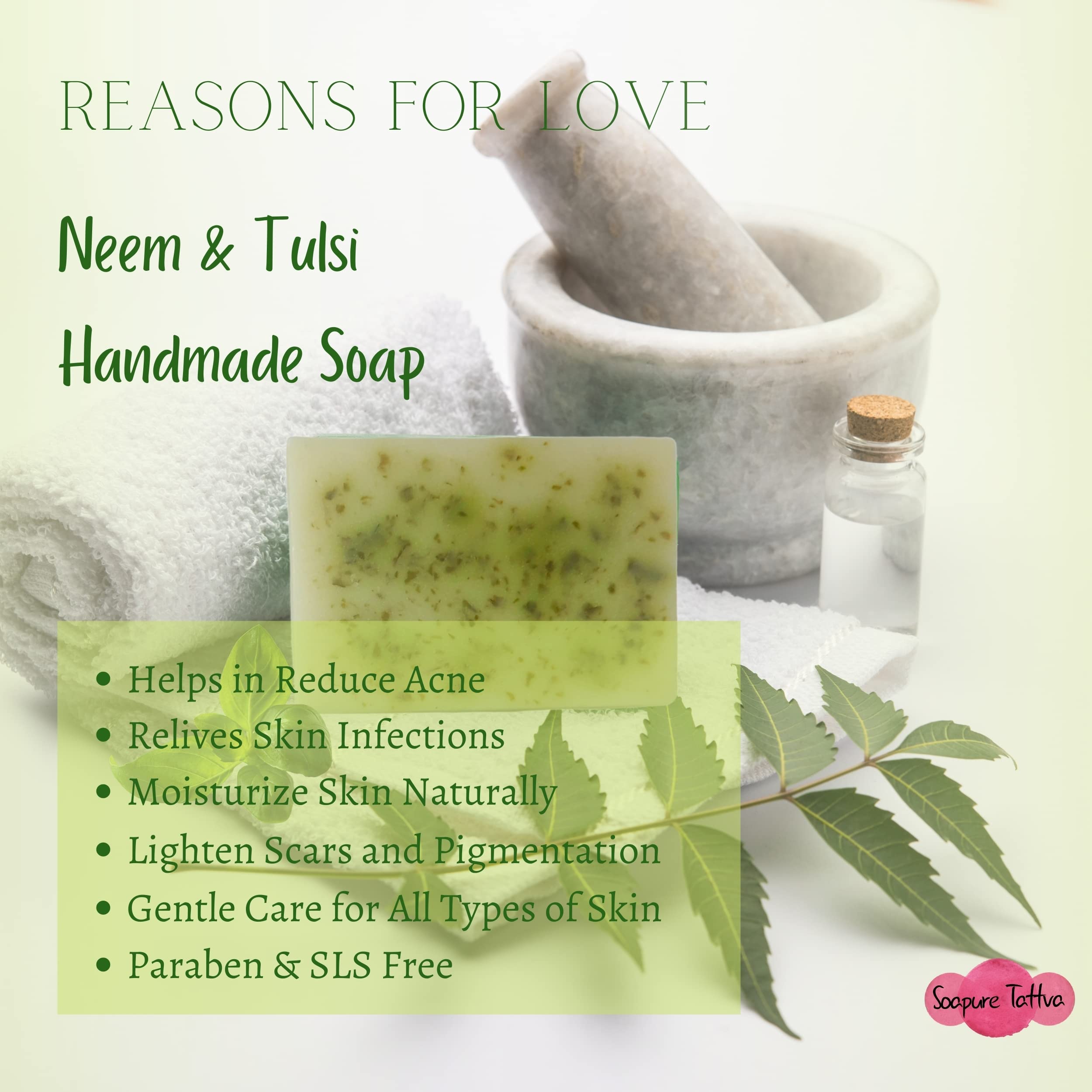 Soapure Tattva Handmade Herbal Soap Gift Set - Turmeric & Sandalwood, Neem & Tulsi, Rose & Milk (3 x 4.4oz) | Natural Skin Care for Dry, Sensitive & Acne-Prone Skin | Perfect for Daily Use, Spa Days & Eco-Friendly Gifting