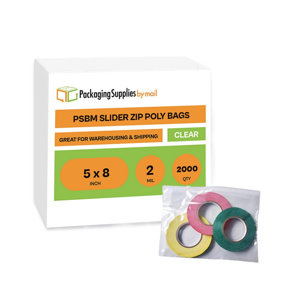 PSBM 5x8 Inch 2 Mil Clear Reclosable Zipper Bags - 2000 Count Bulk Pack of Durable Plastic Storage Bags for Organizing Small Parts, Crafts, Jewelry & Office Supplies | Perfect for Home, Workshop & Retail Use