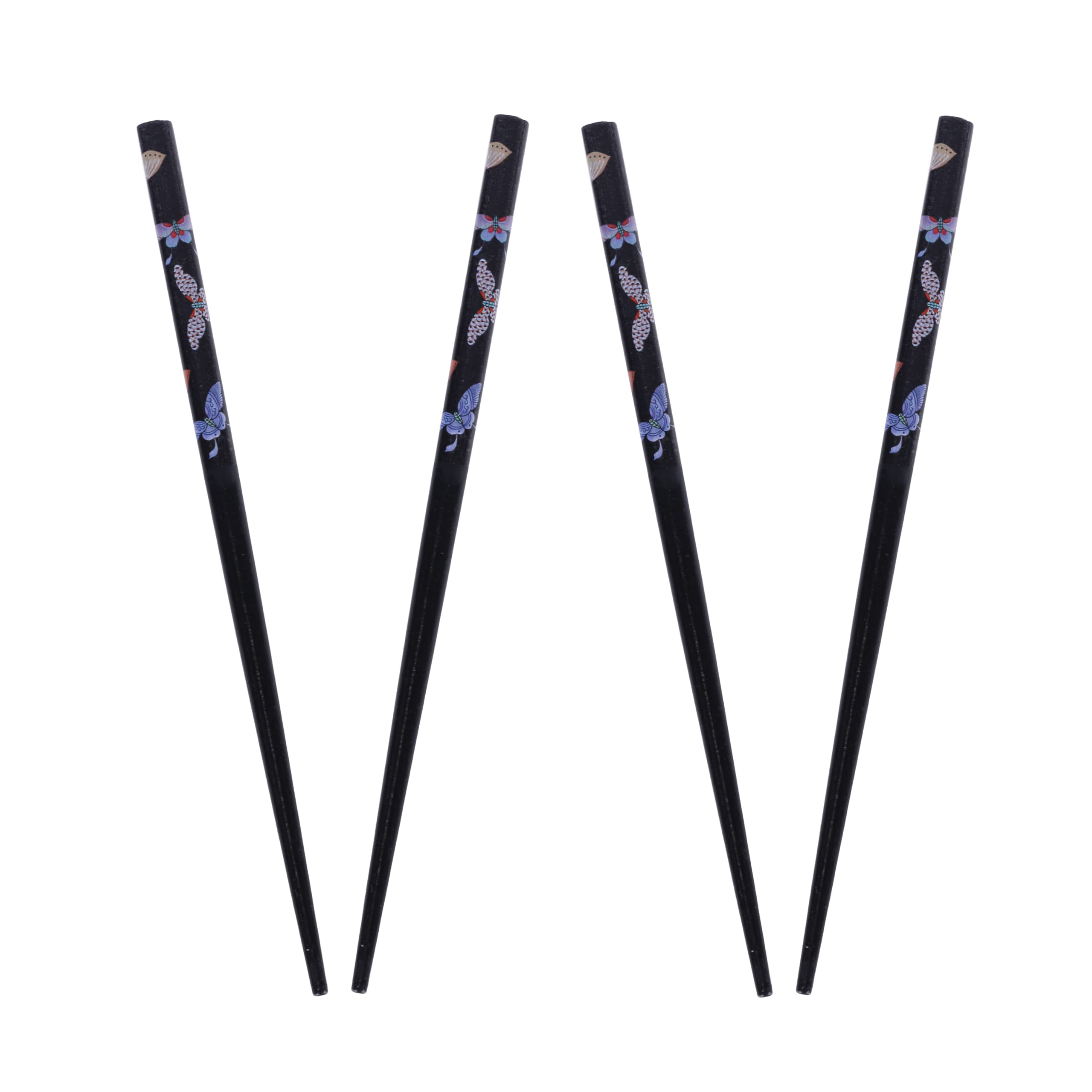 4PCS Elegant Black Hair Sticks with Butterfly Design for Women - Perfect for Updos, Bun Hairstyles, and Special Occasions