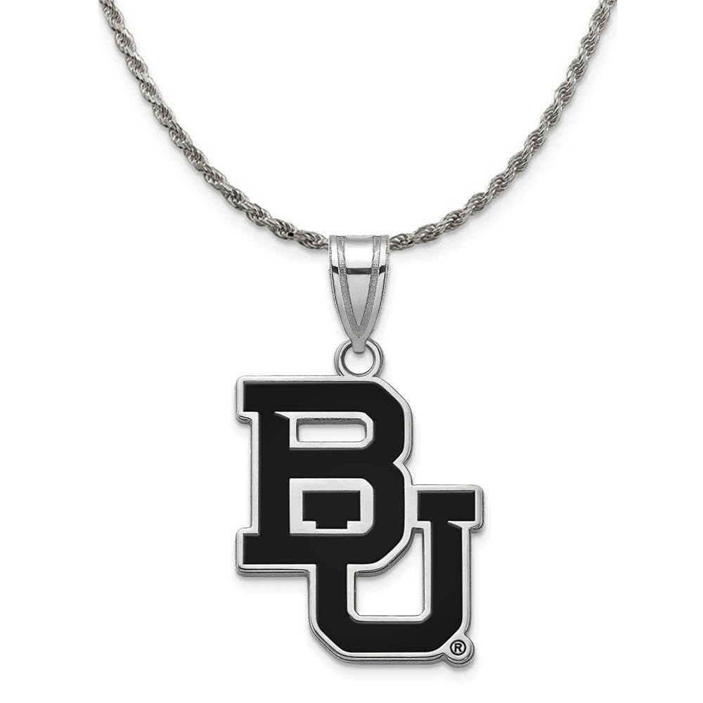 BU Enamel Pendant Necklace - Sterling Silver Baylor University Black Bow Charm Jewelry for Women | Perfect for Gifts, Graduation & School Spirit
