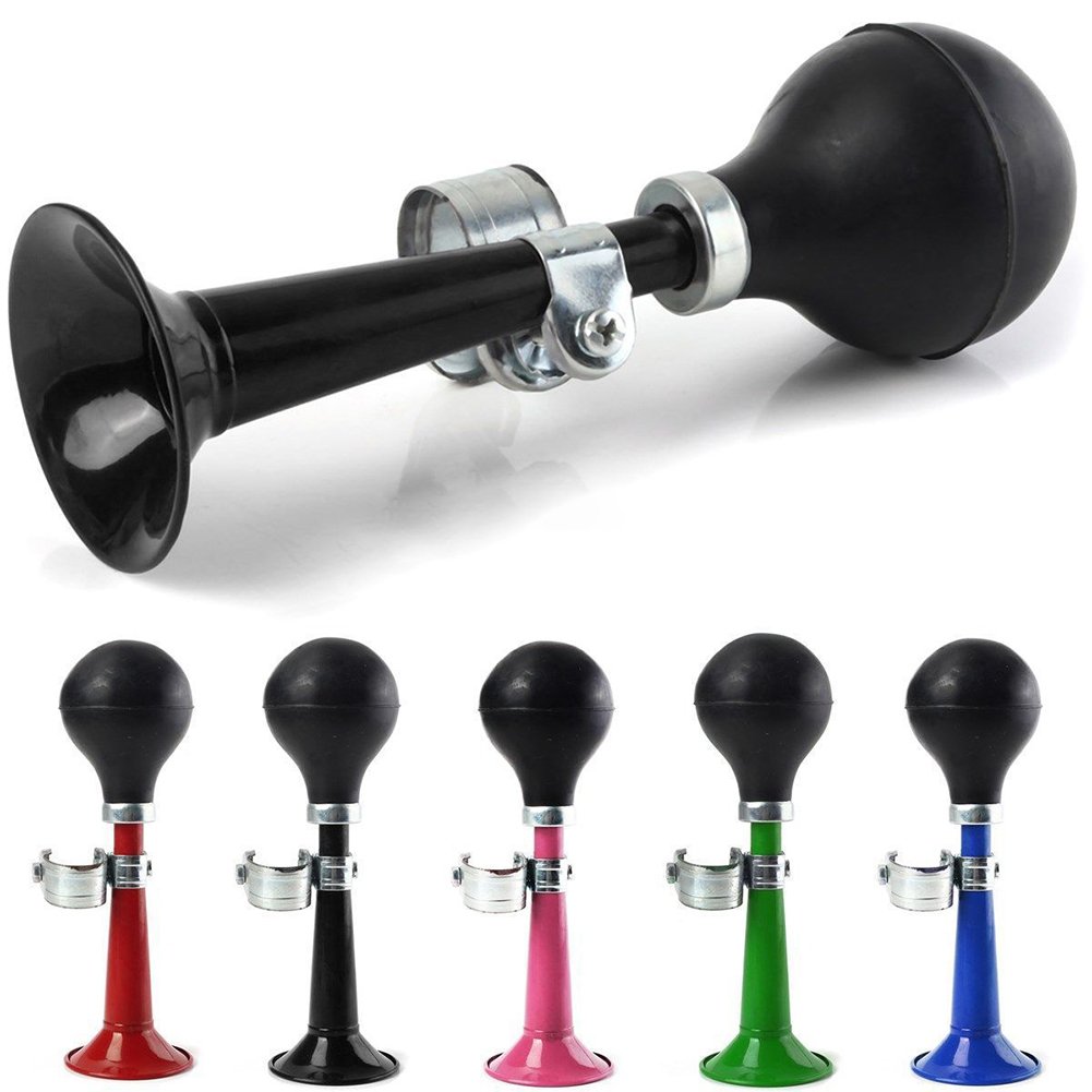 **Loud Bicycle Air Horn & Retro Bike Bell - Black Rubber Squeeze Alarm for Cycling Safety - Perfect for Urban Commuting & Mountain Biking**
