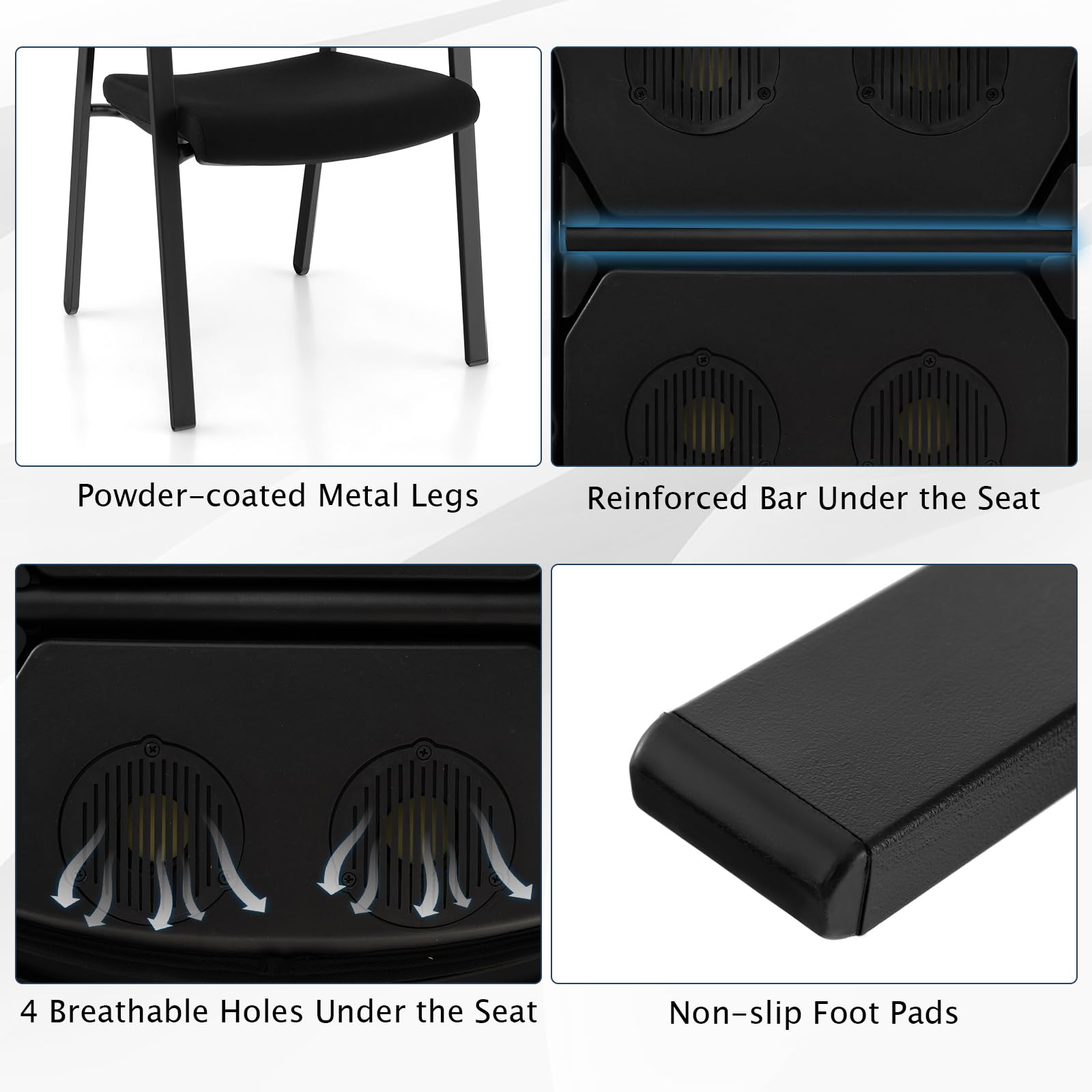 Giantex 12-Pack Stackable Waiting Room Chairs - Office Guest Chairs with Mesh Back, Padded Seat & Metal Frame, Armrests, No Wheels - Perfect for Lobbies, Reception Areas & Conference Rooms