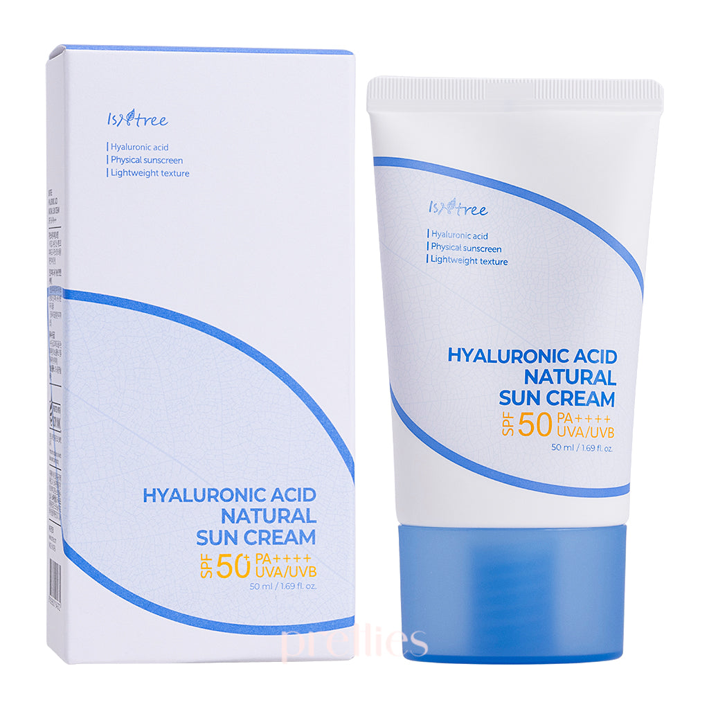 Isntree Hyaluronic Acid Natural Sun Cream SPF50+ PA++++ 50ml - Hydrating & Moisturizing Face Sunscreen for Sensitive Skin - Perfect for Daily Use, Outdoor Activities & Beach Trips