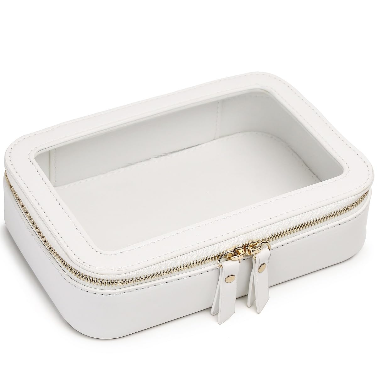 Duolan Clear Makeup Bag - Portable Transparent Cosmetic Organizer & Travel Toiletry Case with Zipper - Waterproof Makeup Pouch for Women (White, Medium) - Perfect for Travel, Gym, Car & Daily Use