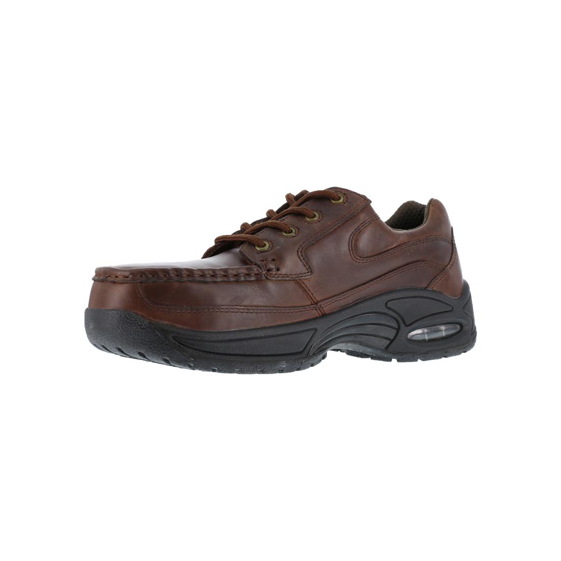 Polaris Composite Toe Oxford Work Shoes for Men - Safety Steel Toe Work Boots, Brown Leather, Slip Resistant, Electrical Hazard Protection - Ideal for Construction, Warehouse & Industrial Work