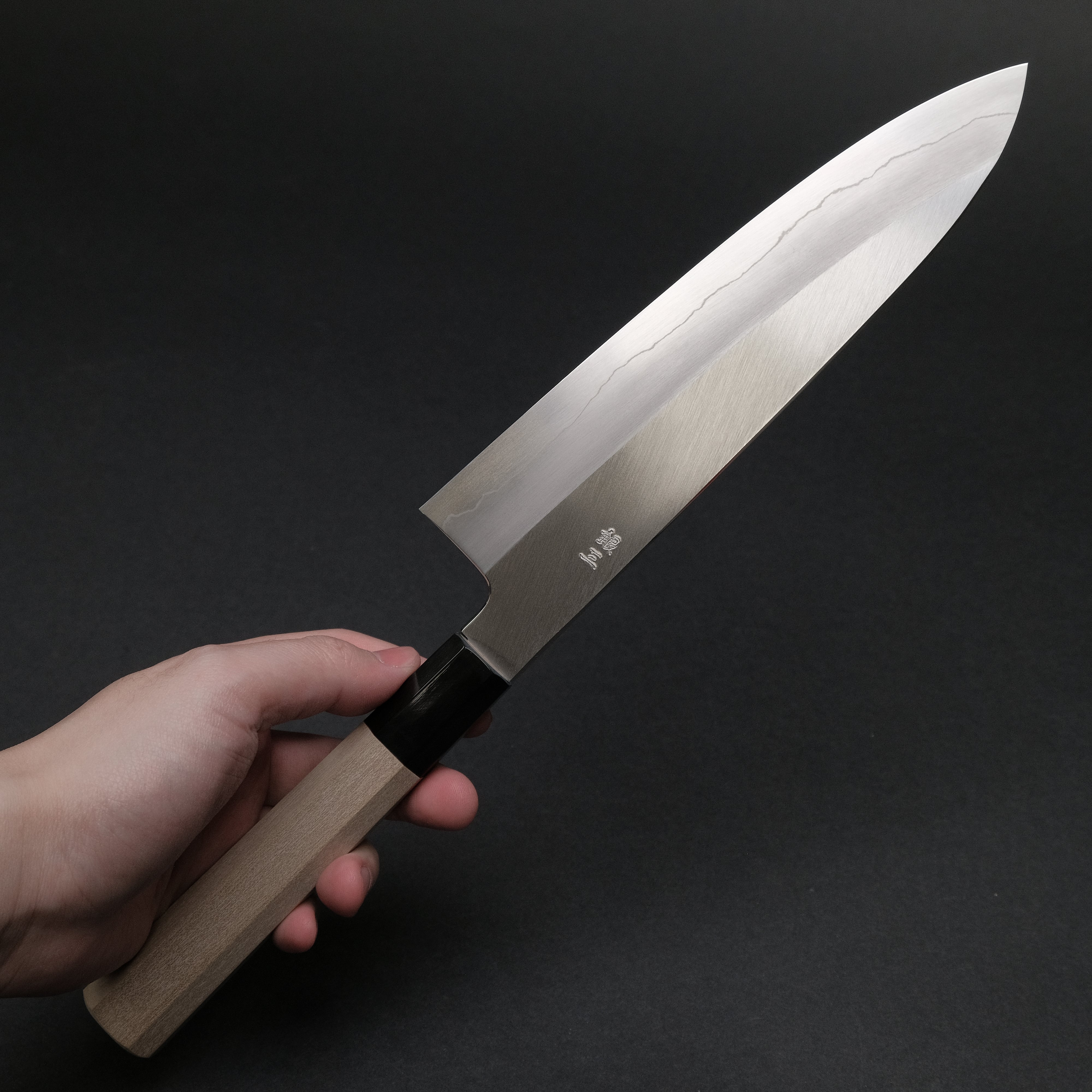 Hitohira Kikuchiyo Ren Silver #3 Gyuto 210mm Japanese Chef Knife with Ho Wood Handle - Professional Kitchen Tool for Slicing, Dicing & Meat Cutting