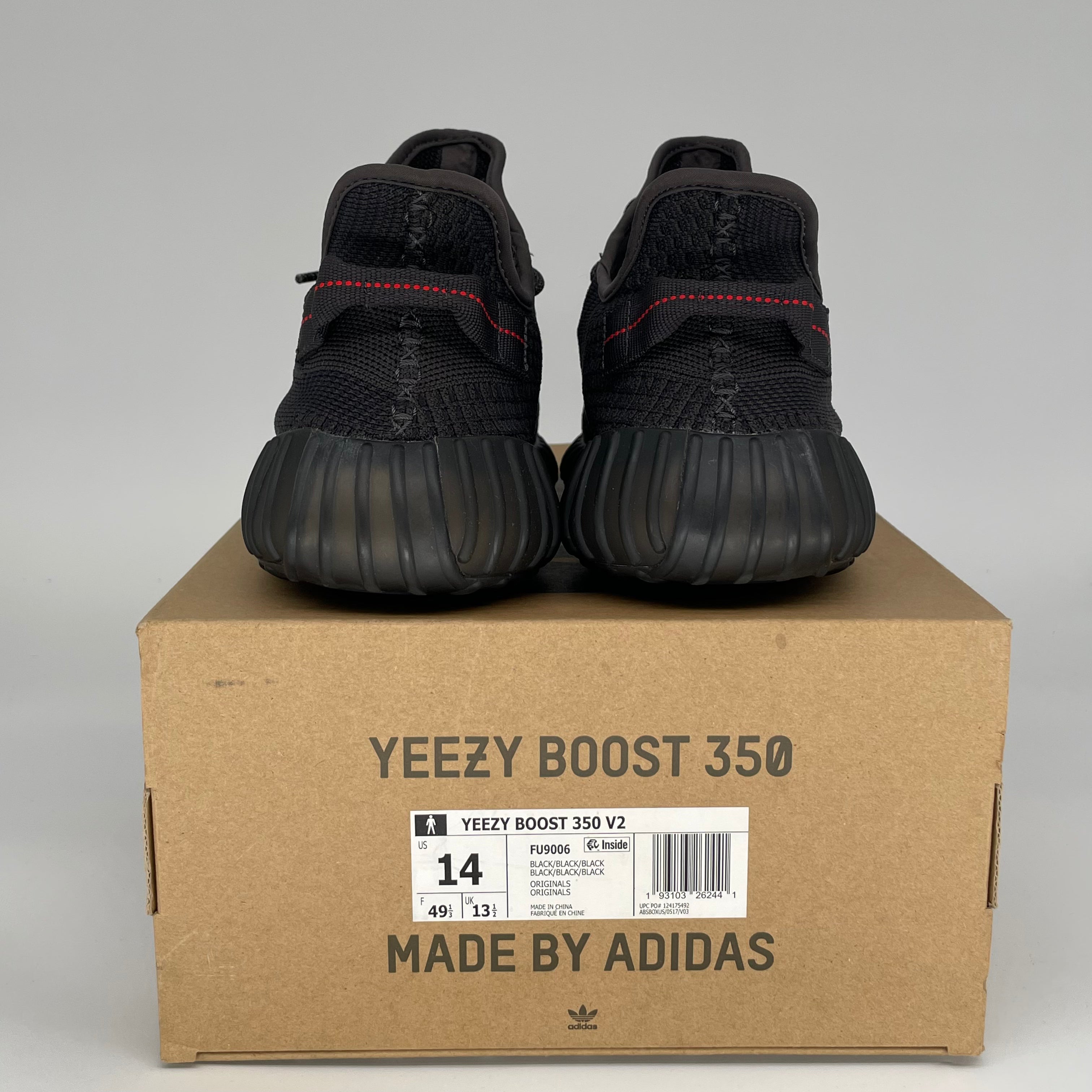 Adidas Yeezy Boost 350 V2 Black Non-Reflective Men's Running Shoes Size 14 (FU9006) - Perfect for Casual Wear, Gym Workouts & Street Fashion
