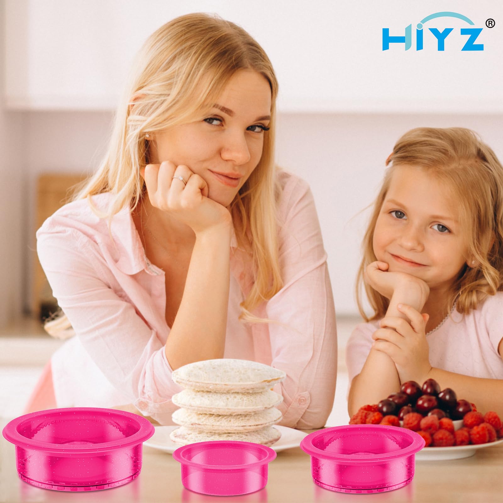 HiYZ Glitter Sandwich Cutter and Sealer Set - 5-Piece Crustless Sandwich Maker for Kids - Peanut Butter & Jelly Cookie Cutter with Sparkling Design - Perfect for School Lunches, Parties, and Fun Snack Time