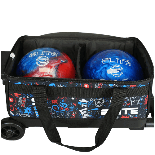 ELITE Double Roller Bowling Bag for Men & Women - Durable Graffiti Design Bowling Tote with Shoulder Strap - Perfect for League Play, Tournaments & Casual Bowling Nights