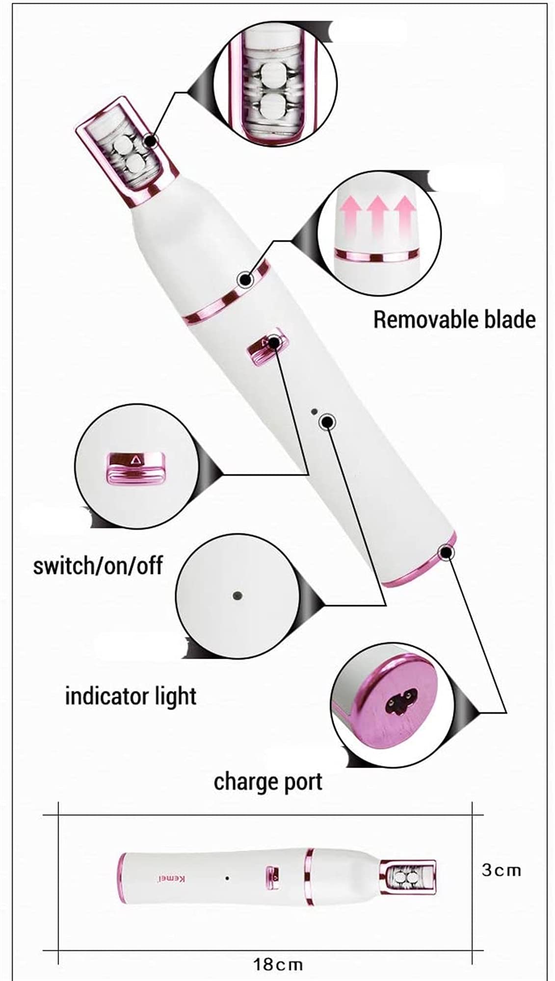7-in-1 Electric Razor for Women - Painless Bikini Trimmer & Body Hair Remover for Face, Legs, Underarm - Cordless Wet/Dry Ladies Shaver - Portable for Travel, Gym & Home Use