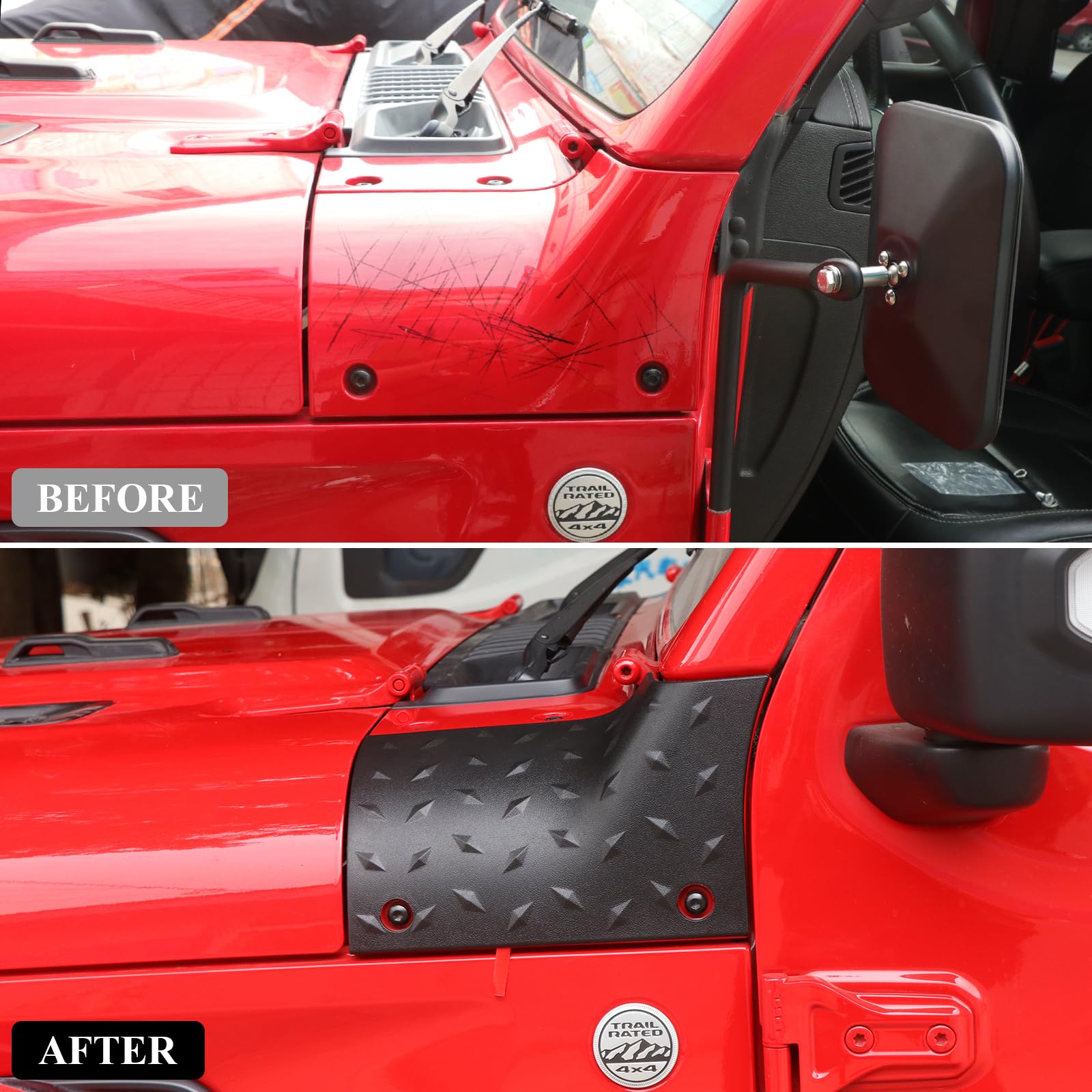 Jeep JL Cowl Body Armor Cover - Textured Black Corner Guards for 2018-2024 Wrangler JL/JLU & Gladiator JT - Durable Exterior Protection - Perfect for Off-Roading & Adventure Driving