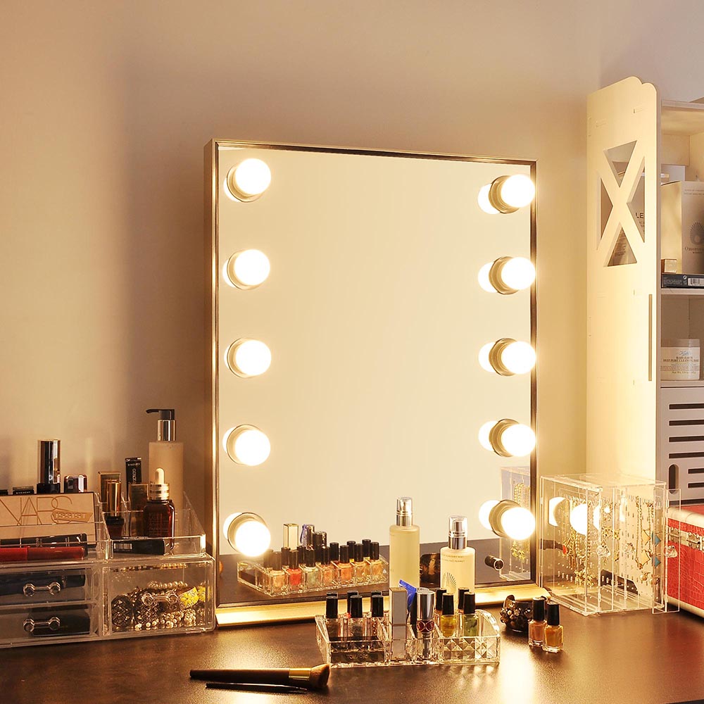 TheLAShop Hollywood Vanity Mirror with LED Lights - 26x20 Inches, Adjustable Brightness Dimmable for Makeup, Dressing Room & Photography Studio Lighting
