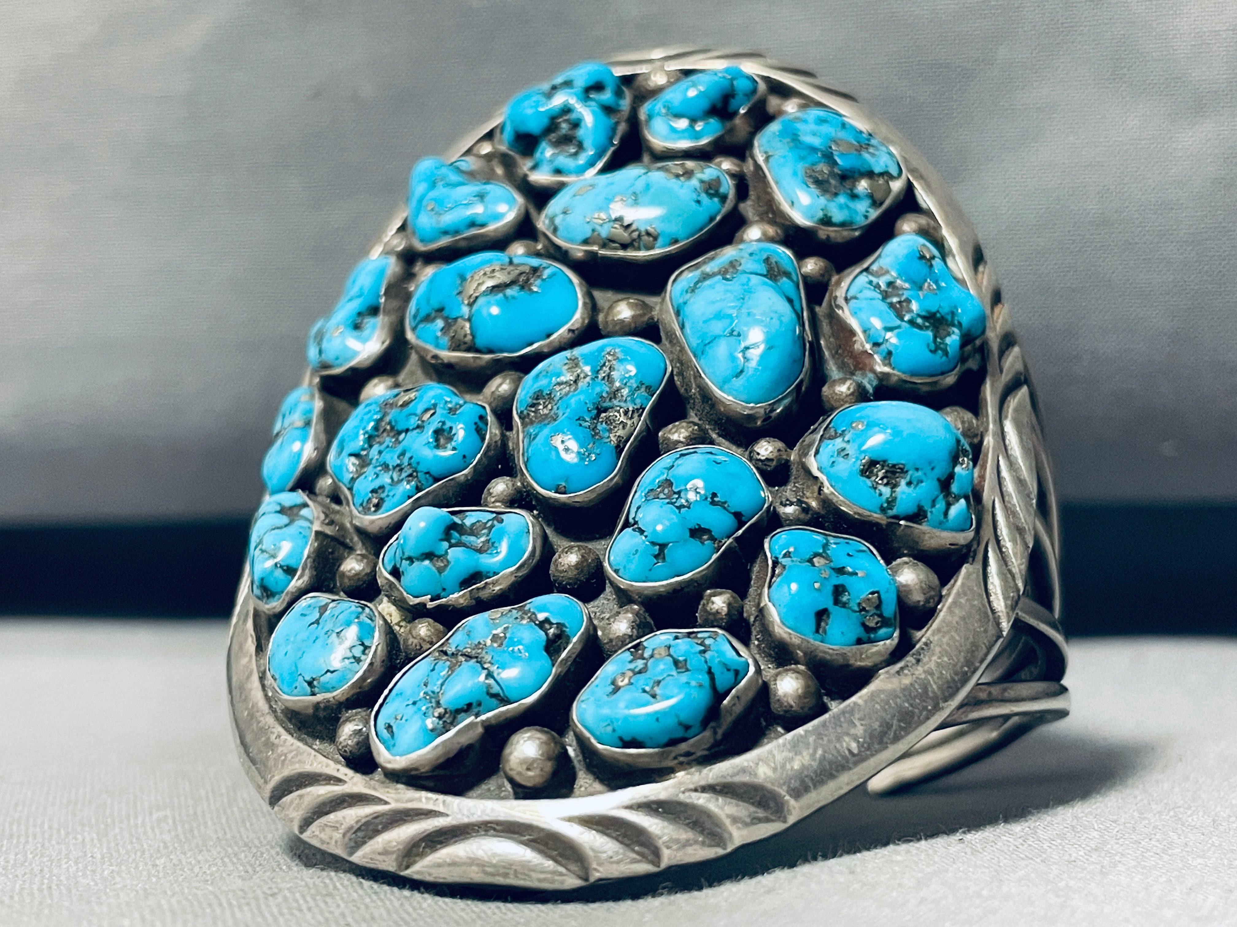 100g Chunky Vintage Navajo Turquoise Sterling Silver Bracelet - Handmade Native American Jewelry for Women, Boho Fashion Accessory, Gift for Her, Perfect for Festivals & Special Occasions