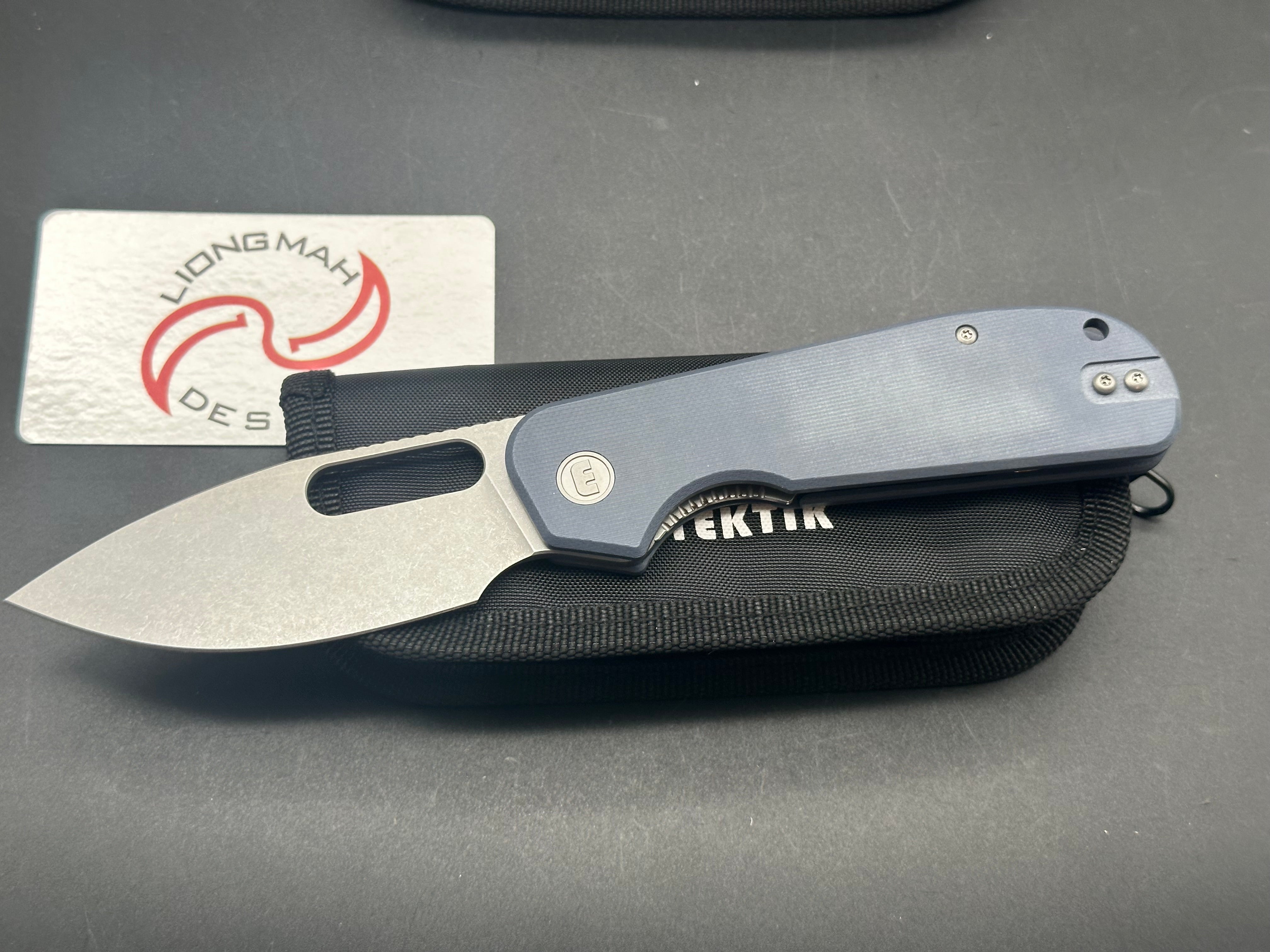 Eutektik EFD Blue Denim Stonewashed Pocket Knife with LTK Koozie, Patch & Sticker Set - Perfect for Camping, Hiking and Outdoor Adventures