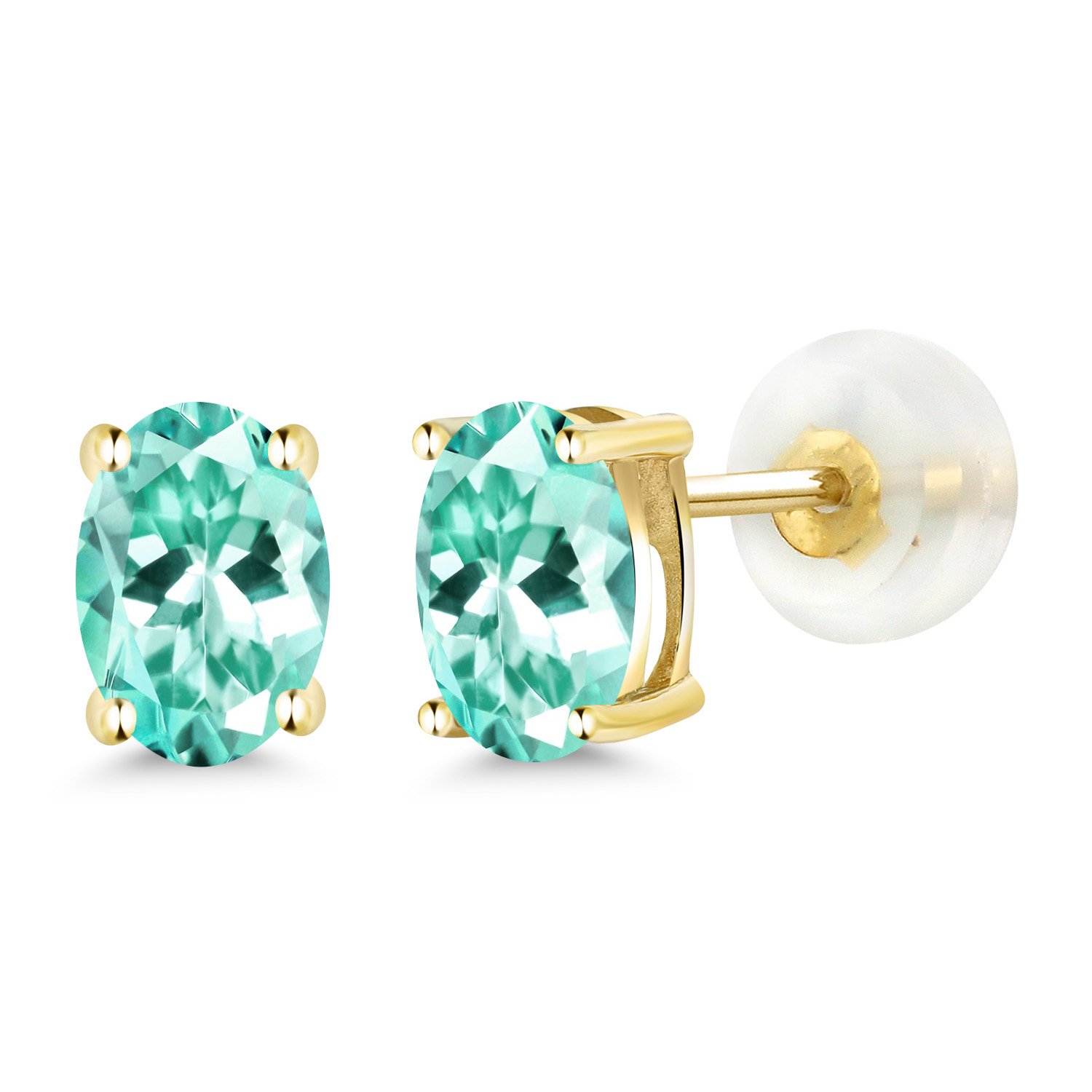 14K Gold Oval Gemstone Birthstone Stud Earrings for Women & Men | 6x4mm Oval Cut | Fine Jewelry Gift for Her, Mom, Wife | Wedding, Anniversary, Birthday Gift Idea