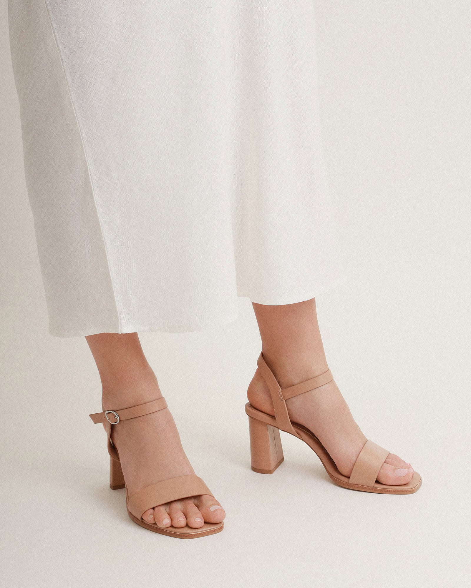 CALAIS Women's High Heel Sandals - Beige Leather Strappy Summer Dress Shoes for Weddings, Parties & Evening Events