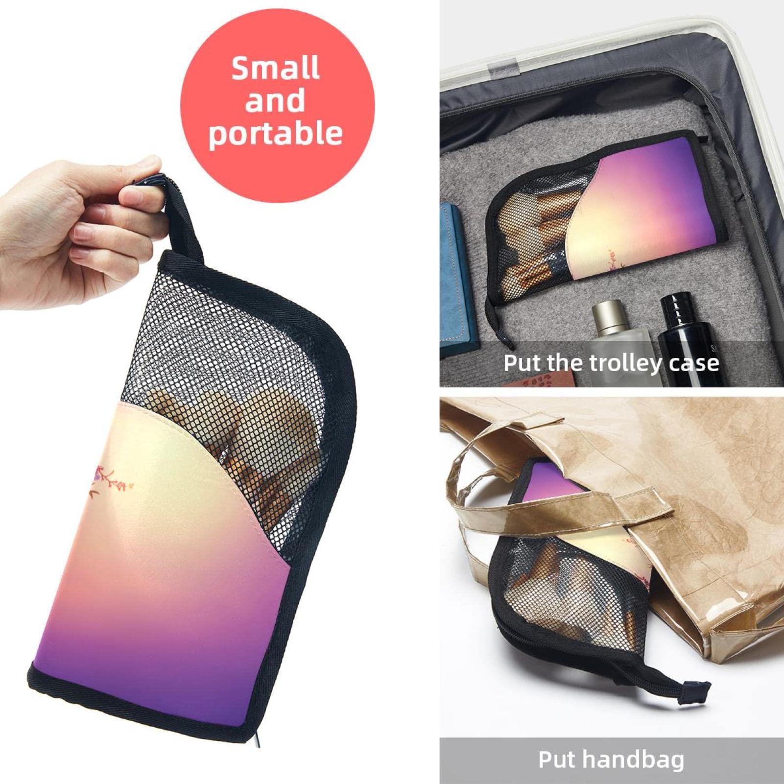 Premium 12-Piece Makeup Brush Organizer Bag with Floral Tree Sunset Design - Portable Travel Cosmetic Brush Holder Case for Professional Artists & Home Use