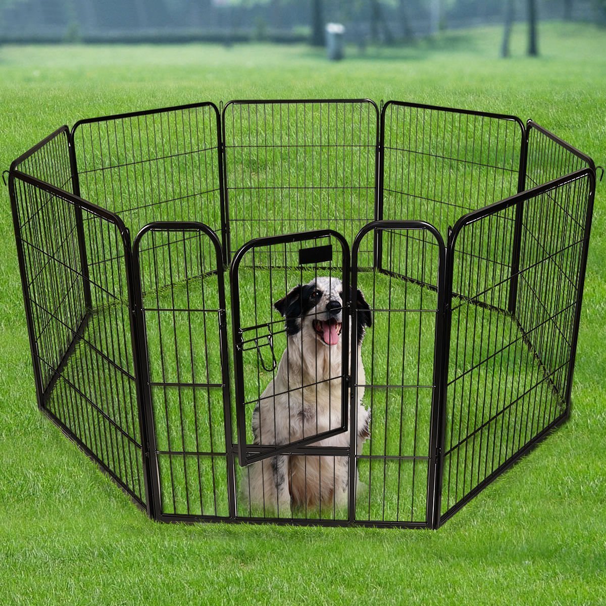 8-Panel Metal Pet Exercise Pen with Door - 40