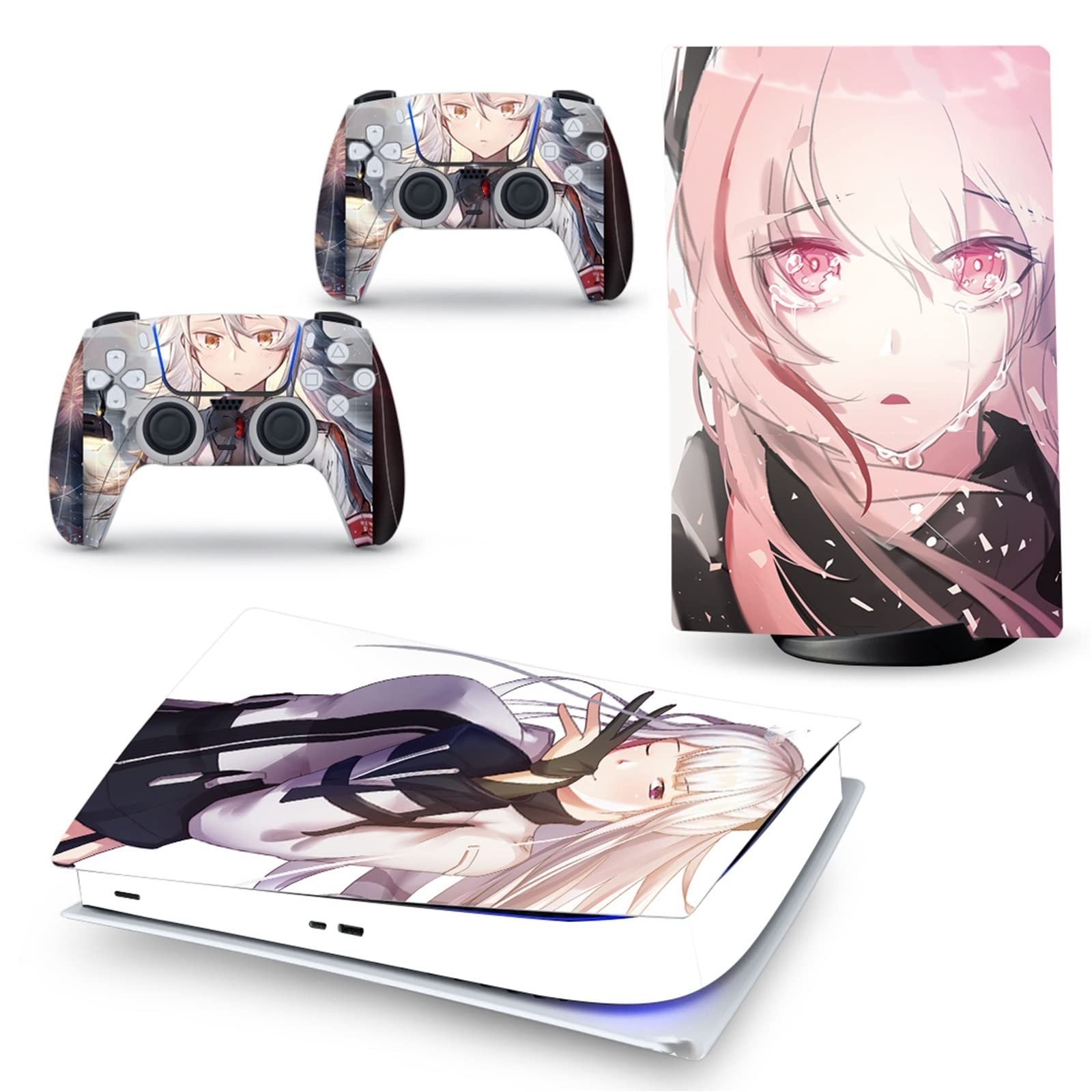 LEEWEE Anime Vinyl Skin Stickers for PS5 Disk Edition Console & 2 Controllers - Bubble-Free, Durable, Scratch-Resistant Cover Wrap (Design 33032) - Perfect for Gaming Setups, Customization & Protection