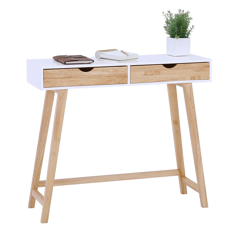 ARSENIO 35.4 Inch Console Table - Natural & White Finish for Entryway, Hallway, or Living Room Decor