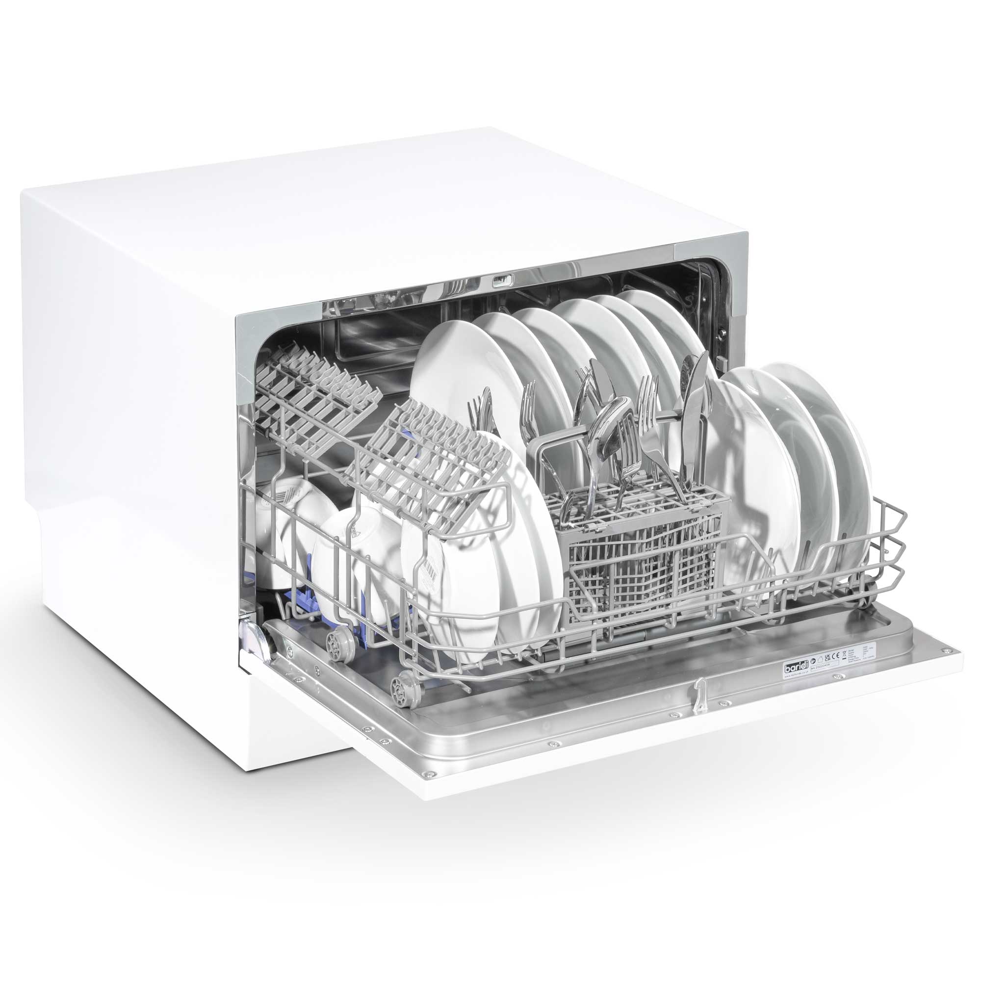 **Baridi Compact Tabletop Dishwasher – 6 Place Settings, 6 Wash Programs, Ultra Quiet (42dB), 6.5L Capacity, Energy Efficient, White (Model DH83) – Perfect for Small Kitchens, Apartments, RVs & Dorm Rooms**
