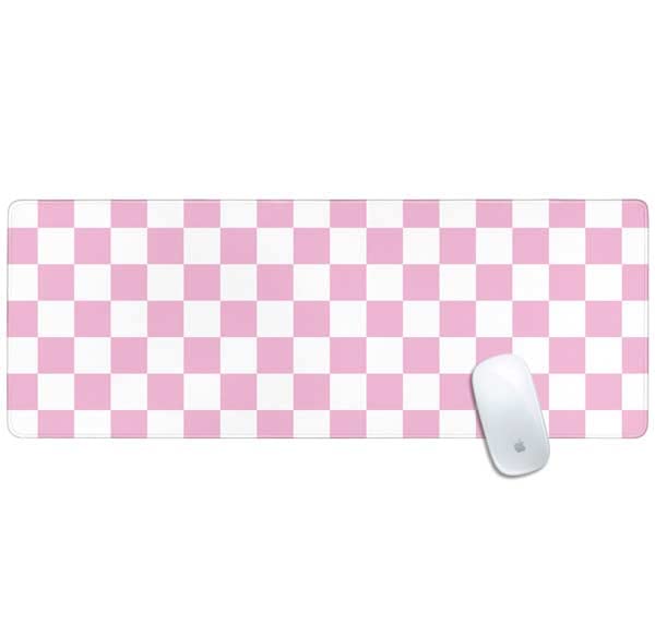 Pink & White Checkerboard Gaming Mouse Pad - Non-Slip, Waterproof for PC Setup
