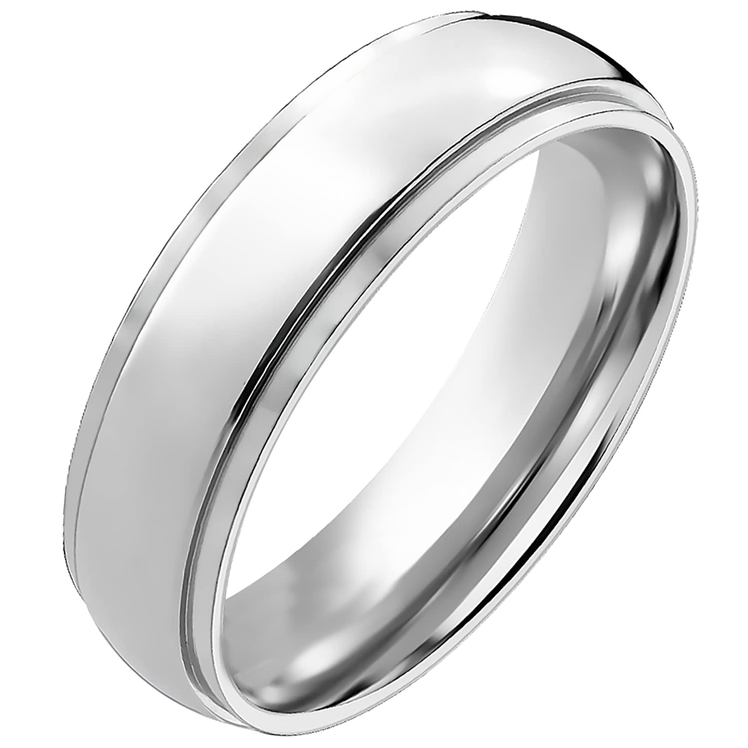 His & Hers Wedding Rings Set - Silver Titanium Matching Bands for Couples - Anniversary & Engagement Gift