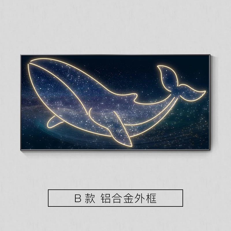 Whale LED Wall Lamp - Modern Art Decor Lighting for Living Room, Bedroom & Office - Energy-Efficient Dimmable Ambient Light