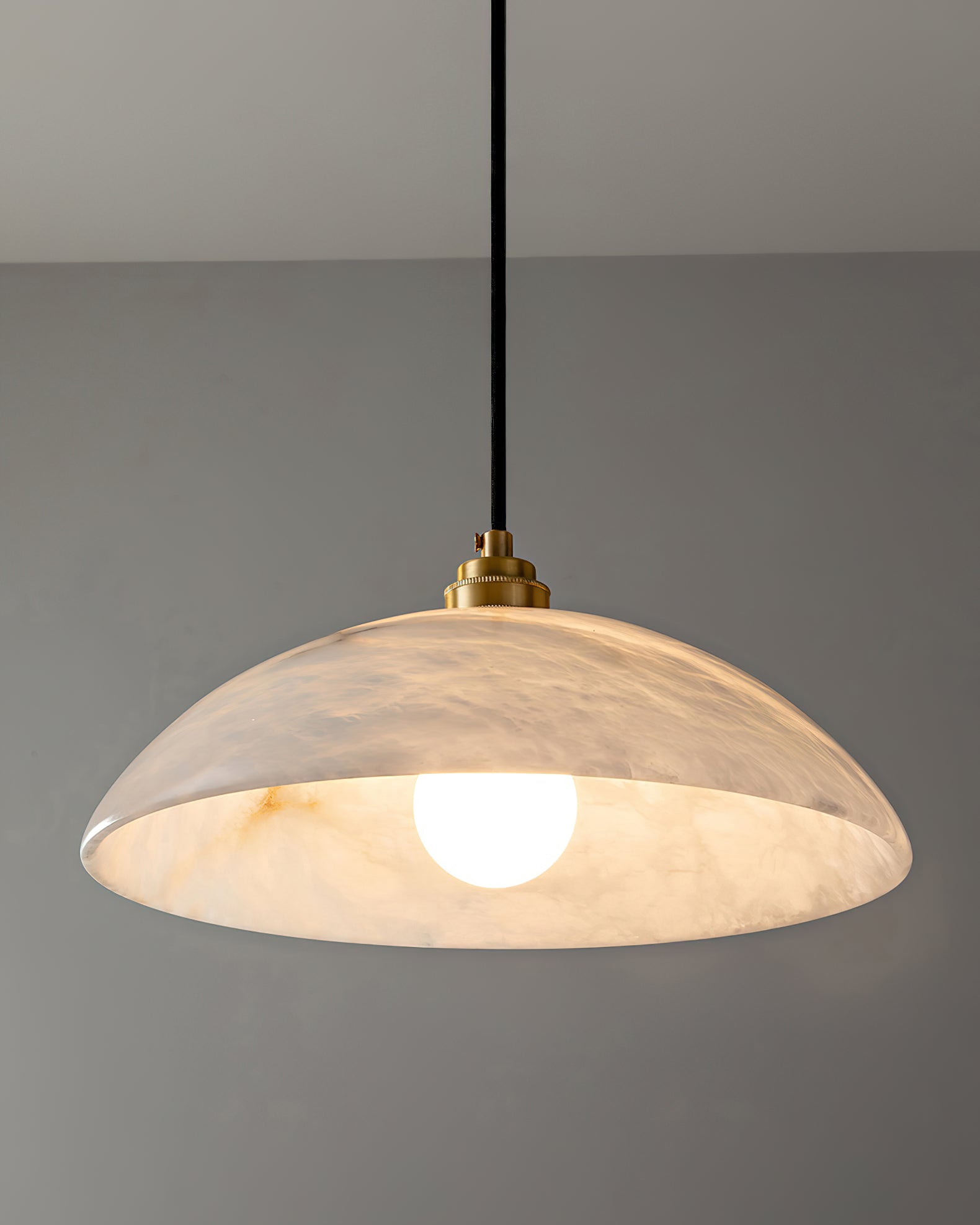 Elegant Dome Alabaster Pendant Light - Modern Crystal Glass Ceiling Lamp for Dining Room, Kitchen Island & Bedroom Lighting