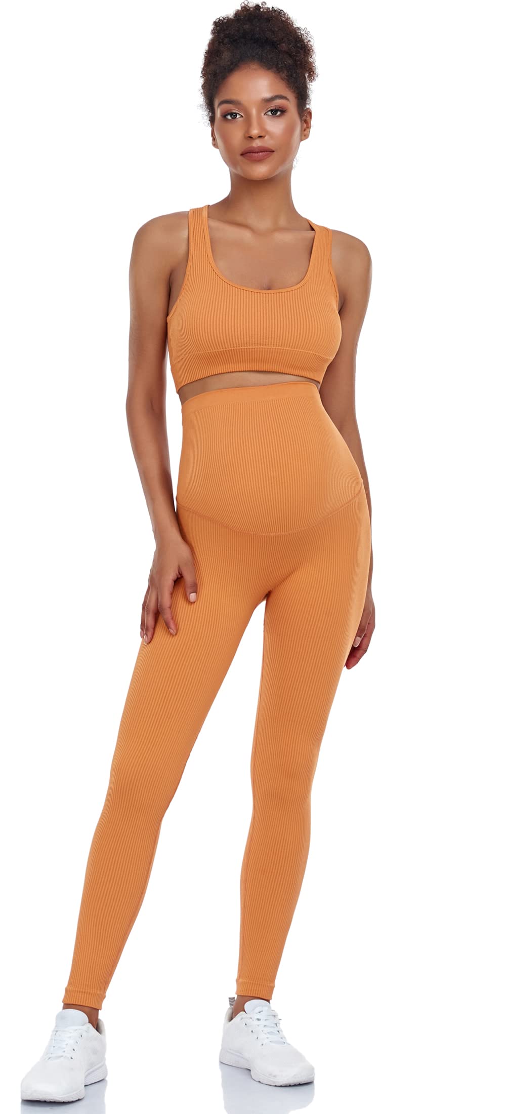 Pregnancy Maternity 2-Piece Outfit Set - Comfortable Nursing Bra & Yoga Shorts for Women - Soft Lounge Wear for Yoga, Workout & Relaxation at Home