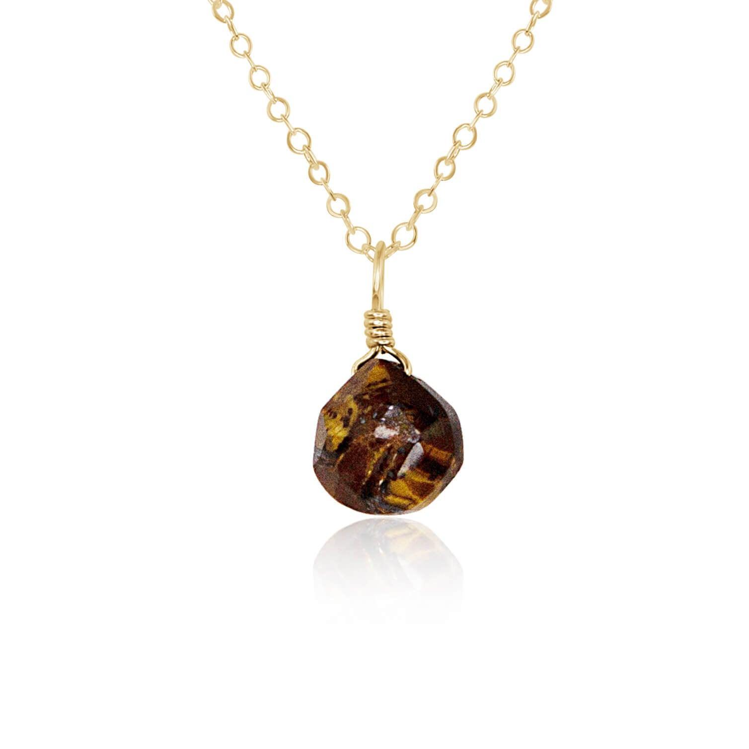 Tiny Tiger's Eye Teardrop Crystal Pendant Necklace for Women - Natural Gemstone Jewelry for Healing, Protection & Style - Perfect for Meditation, Gifts & Everyday Wear