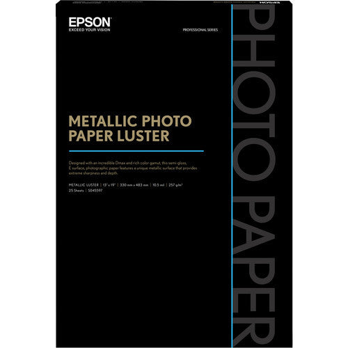 Epson Metallic Photo Paper Luster 13x19 Inches (25 Sheets) - Premium Glossy Paper for Professional Photography, Art Prints & Home Decor