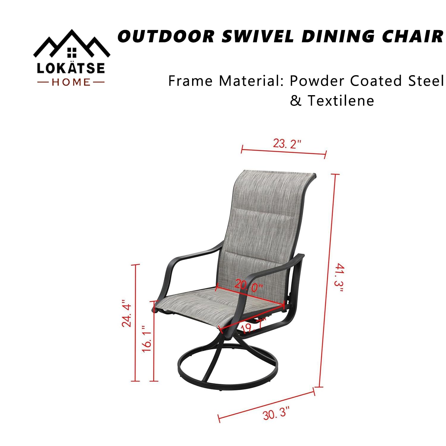 LOKATSE HOME 8-Piece Patio Dining Swivel Chair Set - Outdoor Bistro Furniture for Backyard, Deck, Garden, Porch & Yard - Weather-Resistant Grey Chairs - Perfect for Outdoor Entertaining, Relaxing & Dining Al Fresco