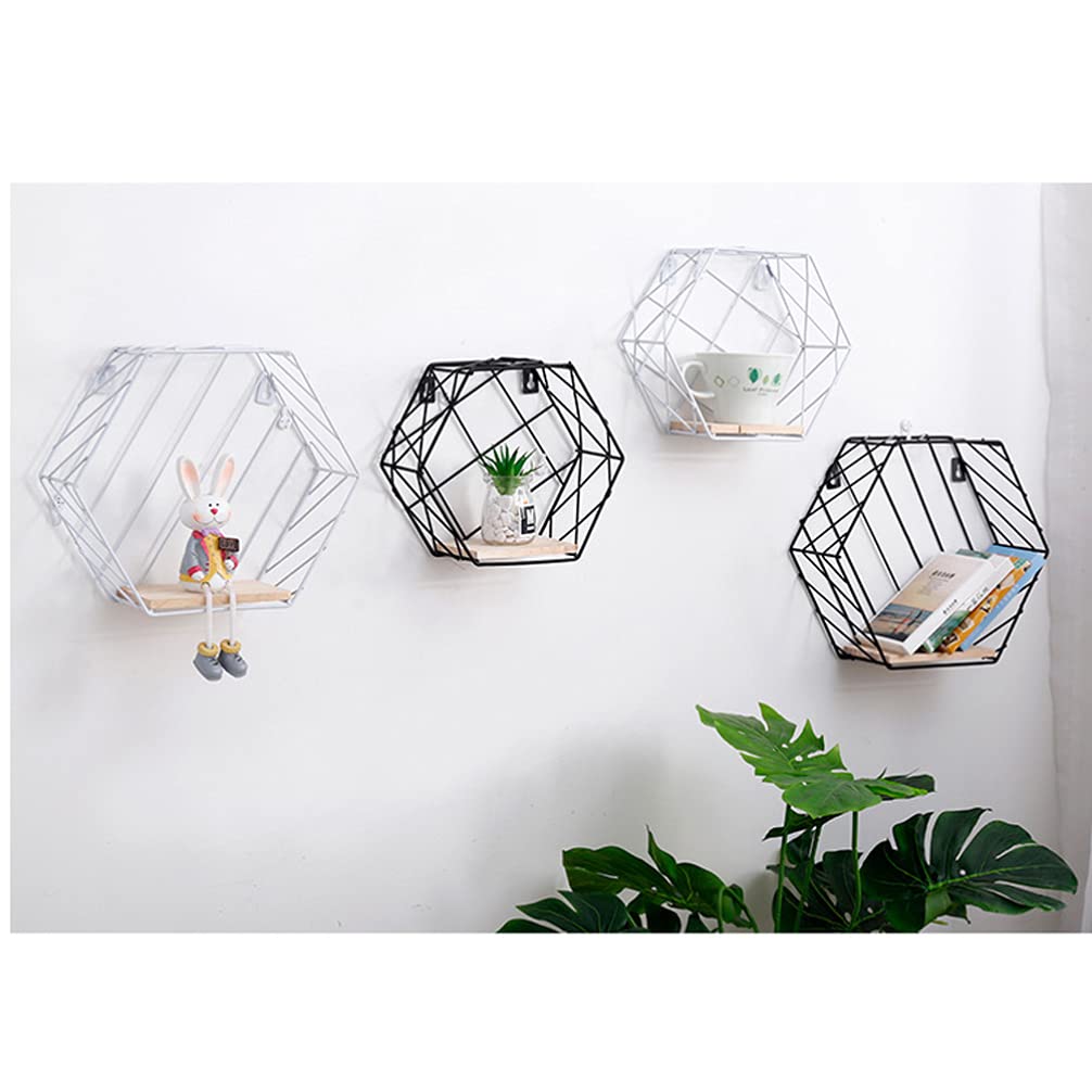 Hexagonal Mesh Wall Shelf - Cabilock Wall Mounted Display Holder & Storage Rack for Home Organization | Perfect for Bathroom, Bedroom, Kitchen & Office Decor