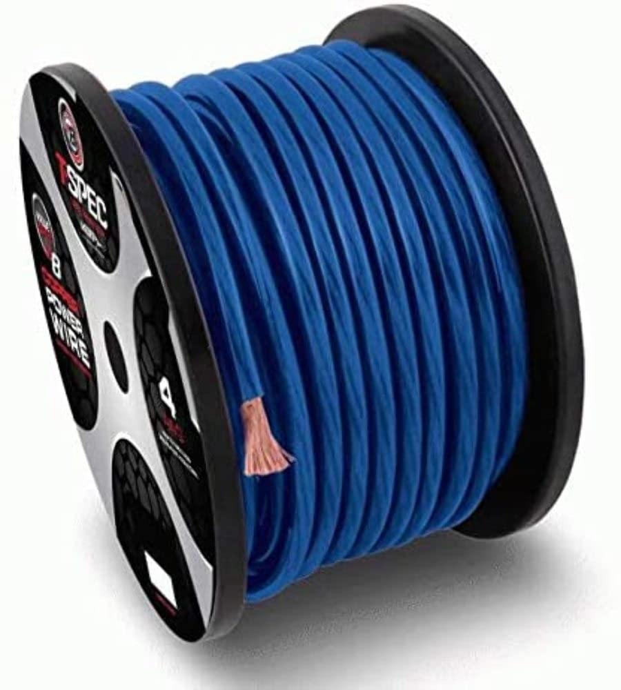50Ft 1-0 AWG Blue OFC Power Wire - V8GT Series (V8GT10B-50) for Car Audio, Marine & RV Electrical Systems