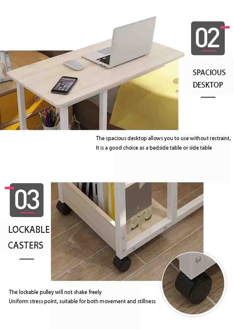 Adjustable Overbed Table with Wheels - Portable Mobile Bedside Table, Manual Height Lift Desk for Keyboard, Laptop & Meals - Ideal for Hospital, Medical & Home Use