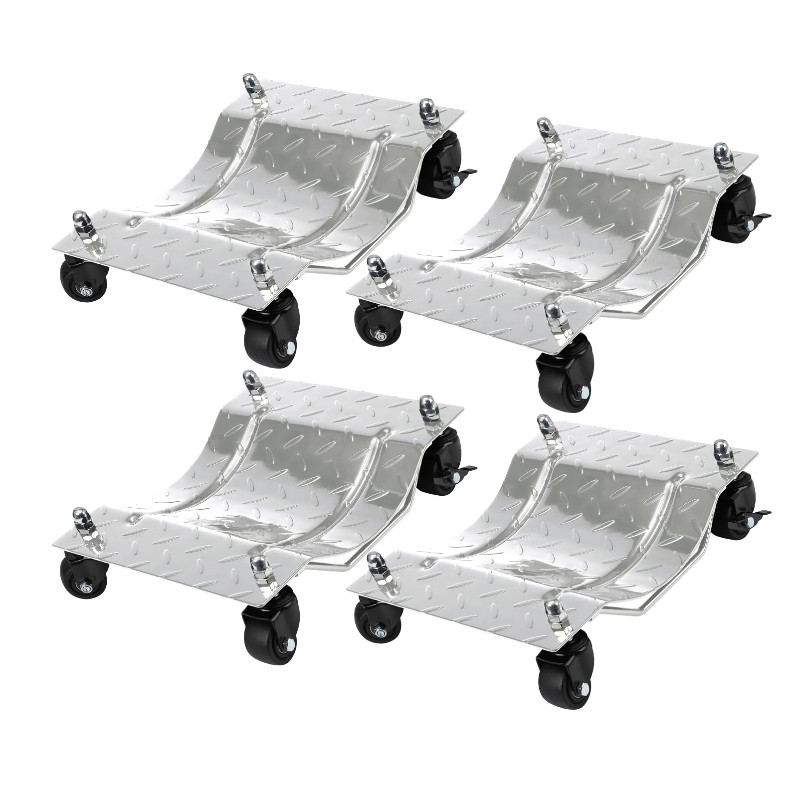 Heavy Duty Car Dolly 4-Pack - 6000 lbs Capacity Wheel Dolly with Brakes for Moving & Car Repair | Vehicle Dollies for Tires | Garage & Auto Shop Use