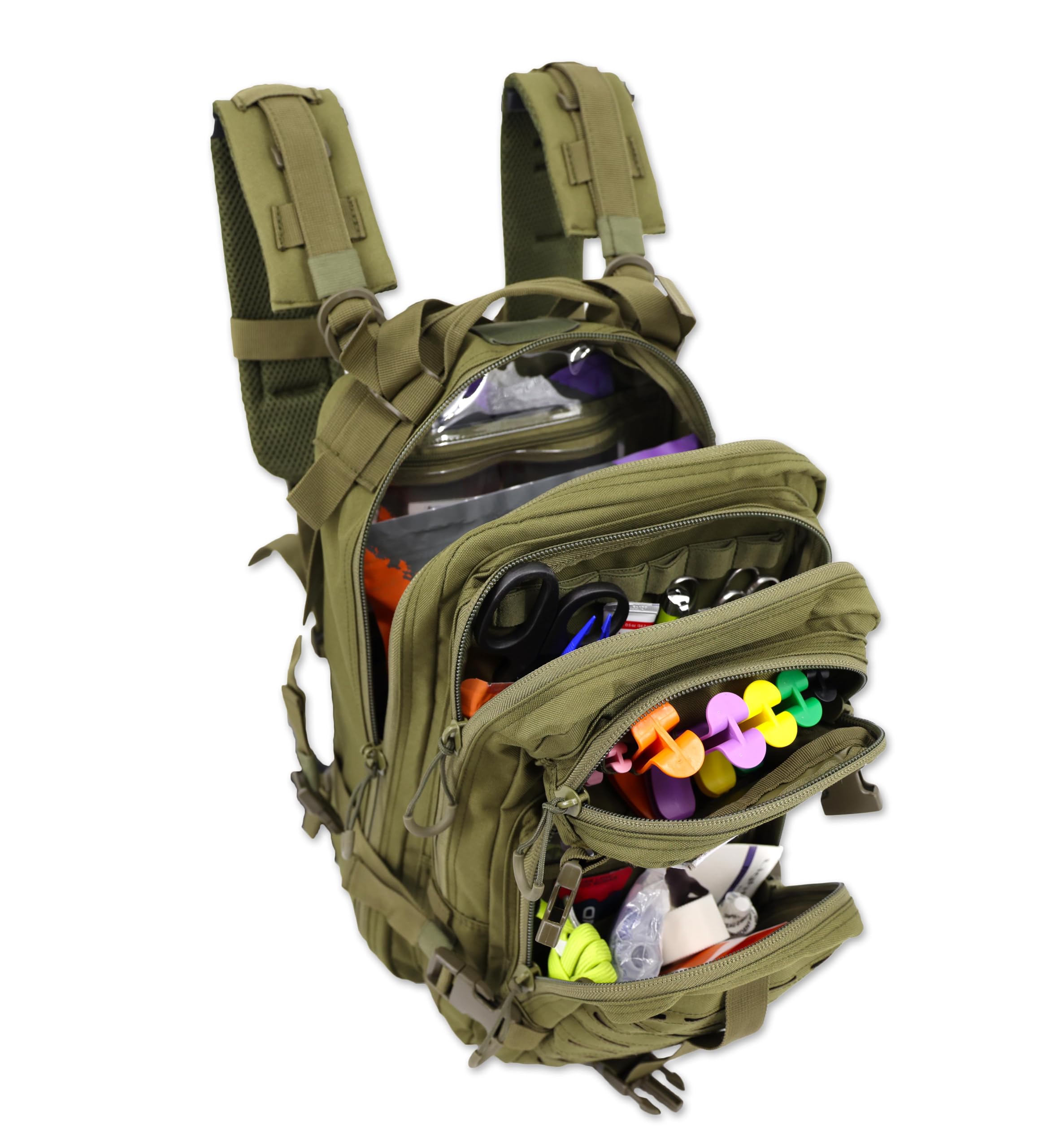 Lightning X Stocked EMS/EMT Trauma & Bleeding First Aid Responder Medical Backpack Kit - OD Green | Emergency Medical Supplies for First Responders, EMTs & Outdoor Adventures