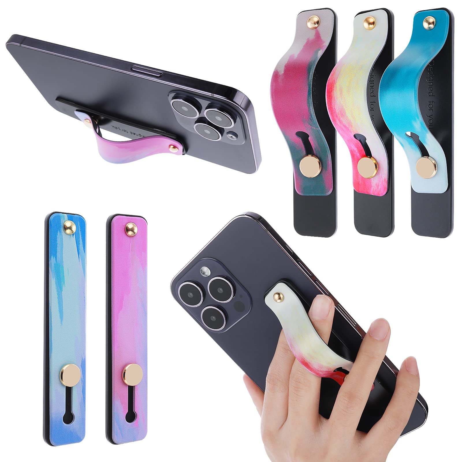 **Cobee Phone Loop Finger Holders – 5 Pack Universal Silicone Phone Grip & Telescopic Stand for Smartphones & Tablets (Color Painting) – Perfect for Hands-Free Viewing, Gaming & Secure Grip**