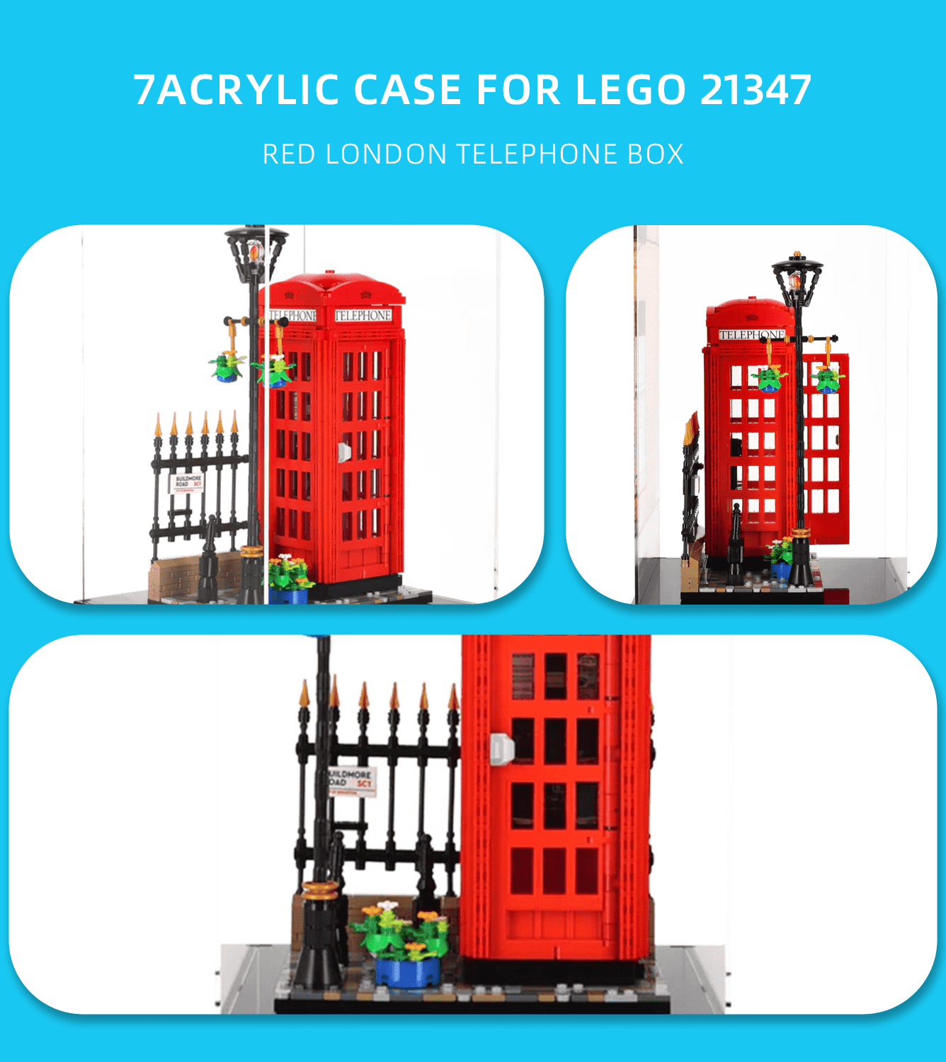 LEGO Creator Red London Telephone Box 21347 Display Case - Premium Acrylic Showcase for Collectible LEGO Sets | Perfect for Home Decor, Office Display & Gift Giving