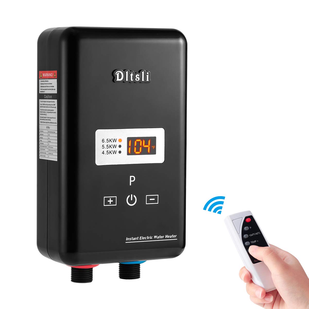 6.5KW 240V Tankless Electric Water Heater with Digital Display & Remote Control - Instant Hot Water for Home, Kitchen, Bathroom, Shower, RV & Camping - Energy Efficient On-Demand Heating Solution