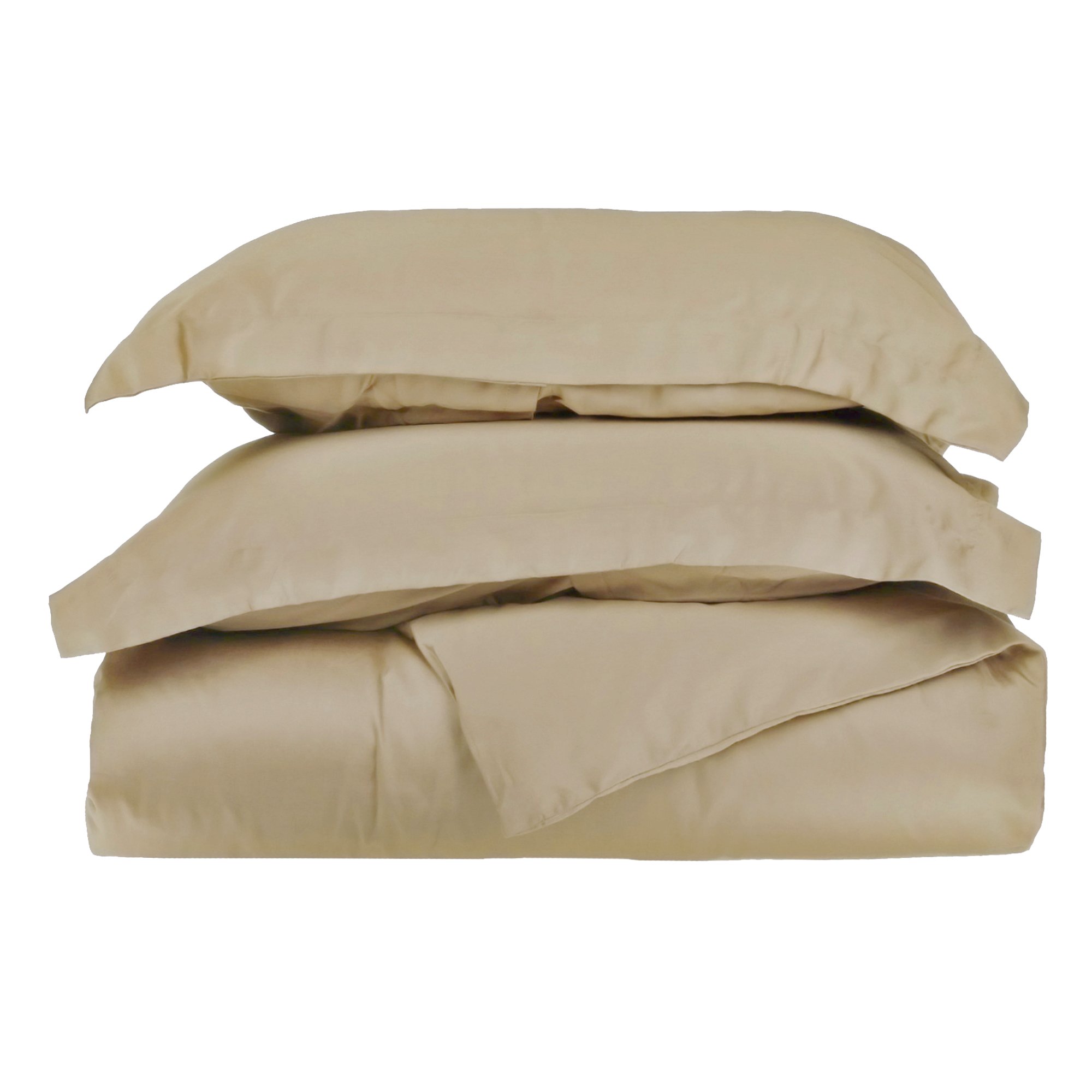 Premium 100% Combed Cotton 3-Piece Duvet Cover Set - Soft & Smooth King/California King Bedding - Solid Tan Color for Luxury Bedroom Decor & Hotel Style Comfort