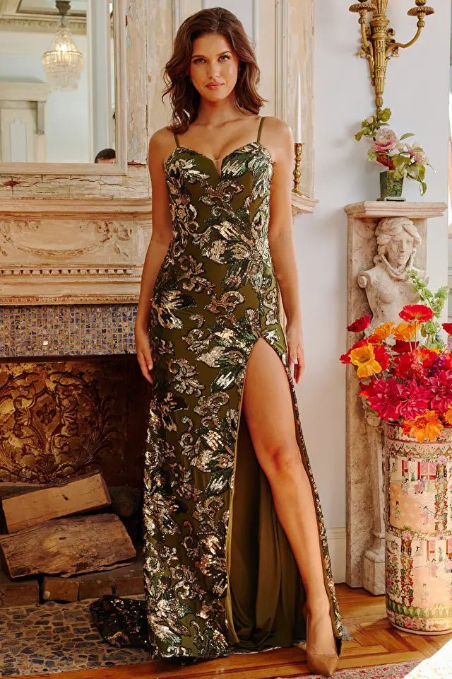 Jovani 08459 Spaghetti Strap Sequin Embellished Prom Dress - Elegant Evening Gown for Homecoming, Pageant & Formal Events | Perfect for Prom Night, Quinceañera & Special Occasions