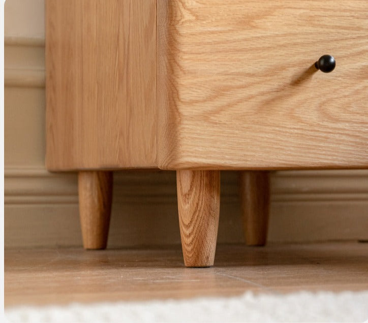 Solid Oak and Ash Wood Nightstand - Rustic Bedside Table with Drawer for Bedroom, Living Room, or Guest Room - Durable Wooden End Table for Home Decor
